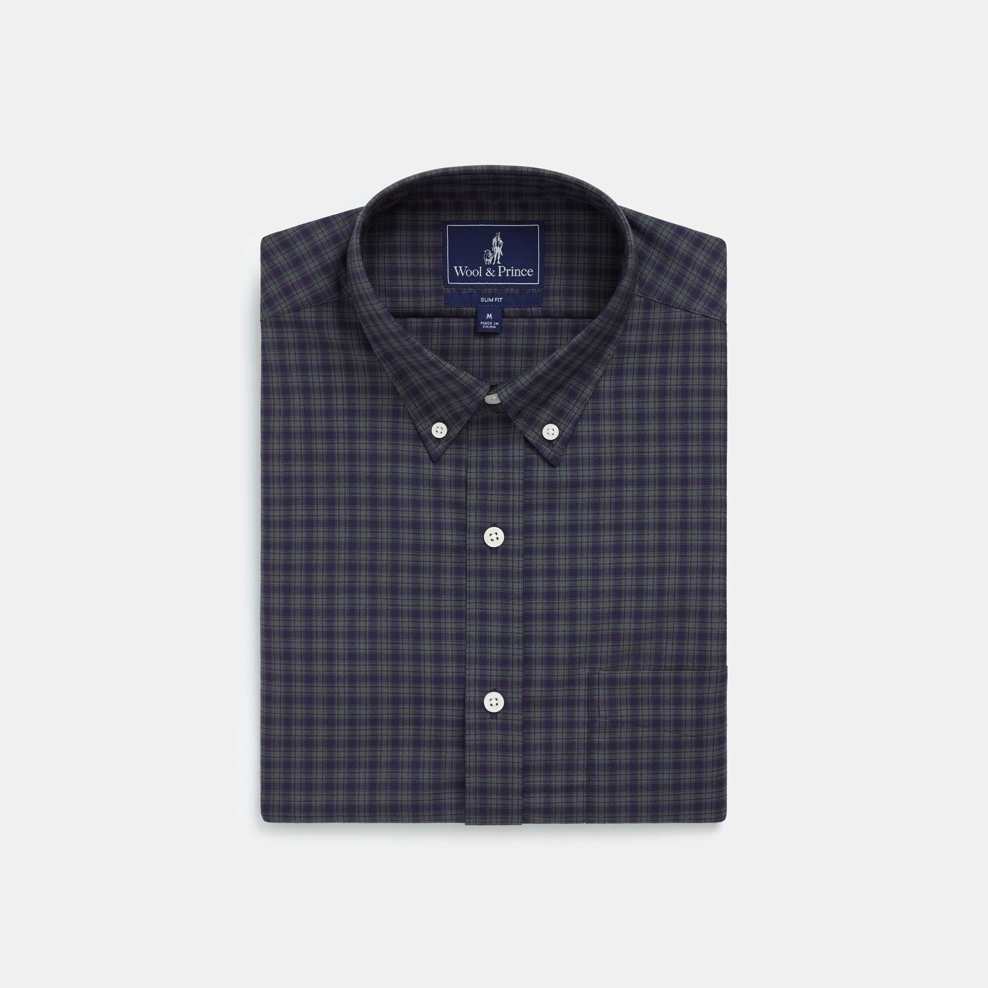 Merino Wool Button-Down Shirt | Olive & Navy Ombre Check | Wool&Prince