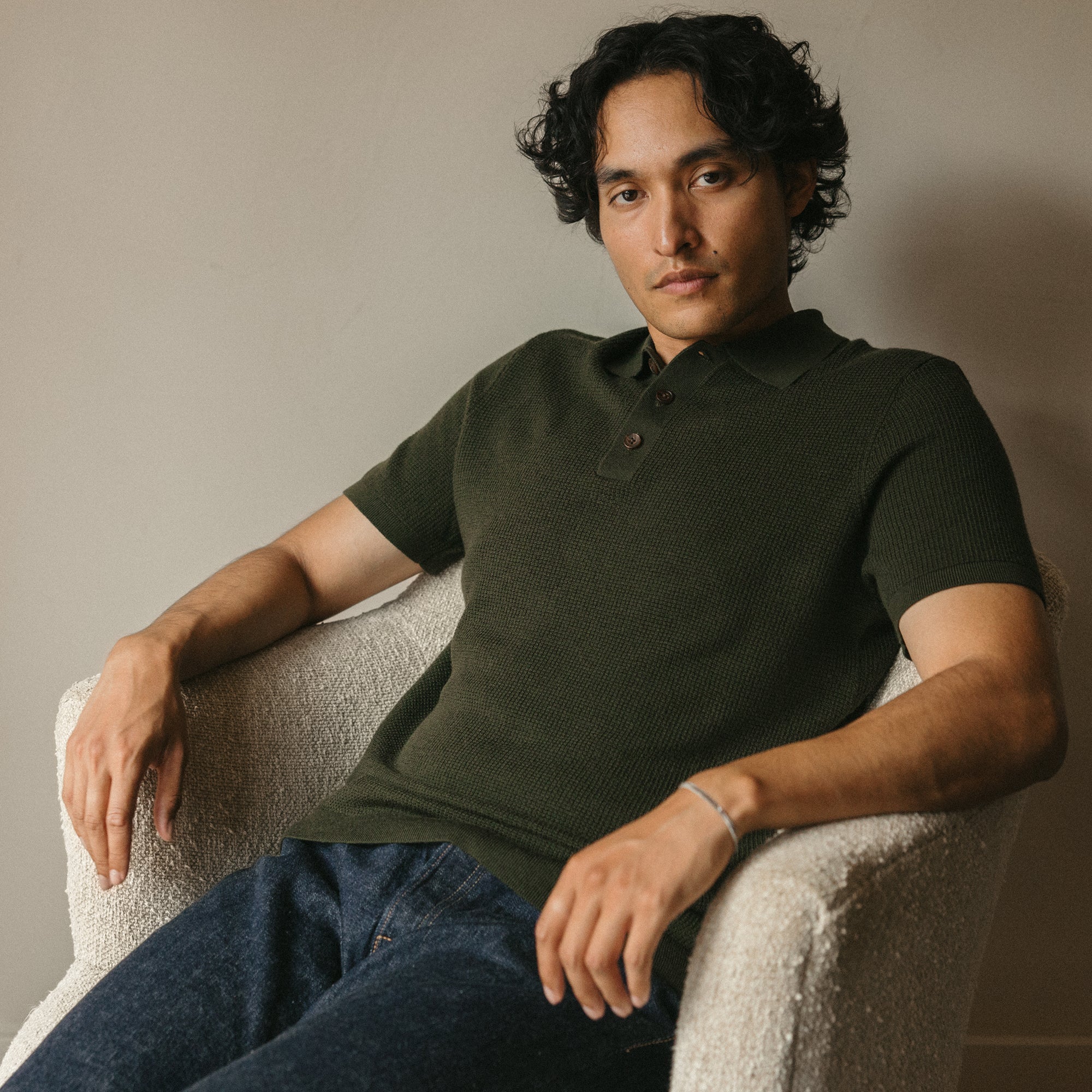 Merino Wool Sweater Polo | Dark Olive | Wool&Prince