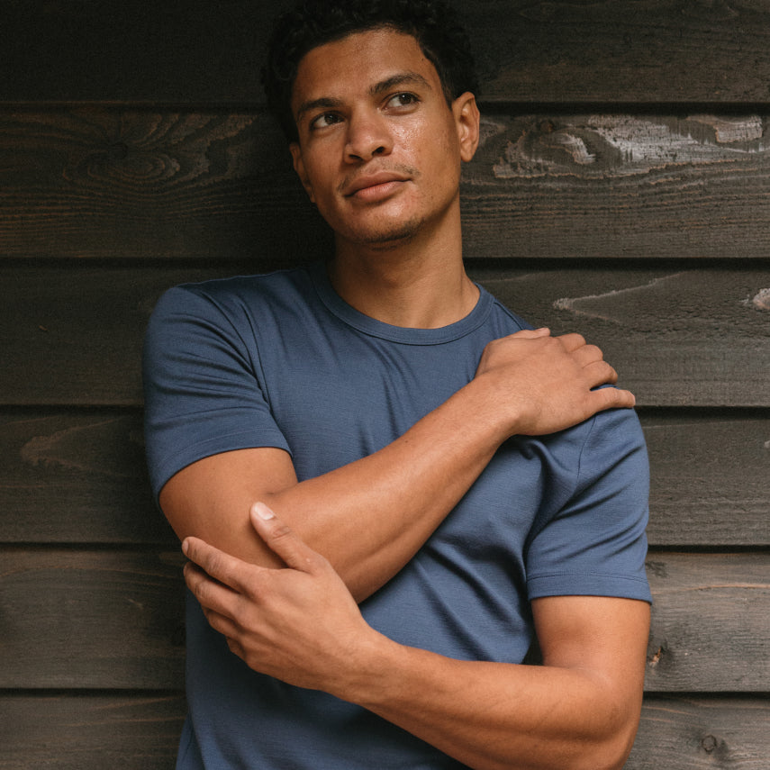 Merino Wool Interlock Crew Neck Tee | Black – Crew Neck T-Shirts