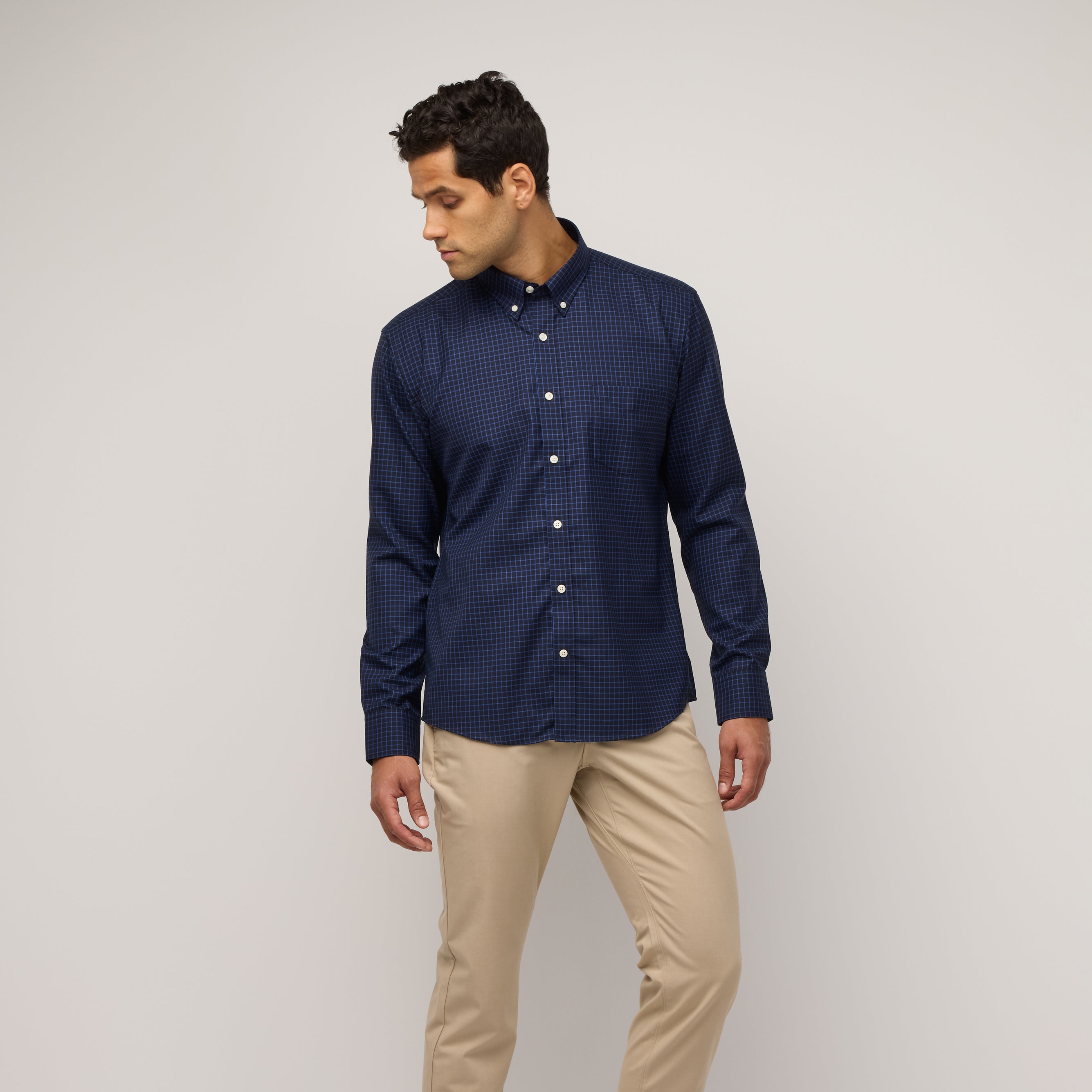 tattersall dress shirt Made-in-USA Light Blue Tattersall Oxford Cloth Button Down Shirt