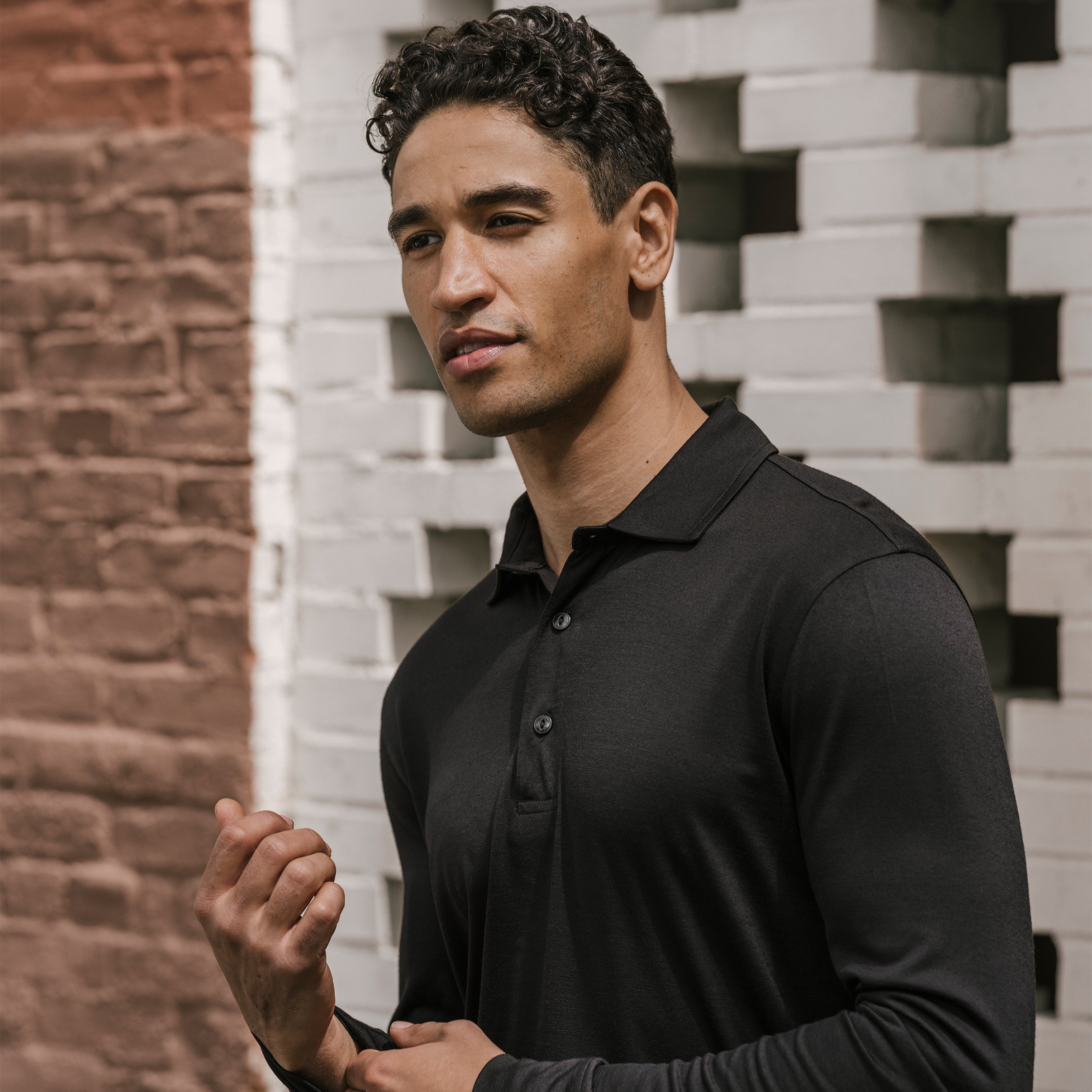 トップス wrapinknot wool POLO-SHIRT / BLACK トップス wrapinknot wool POLO-SHIRT / BLACK WRAPINKNOT wool wear