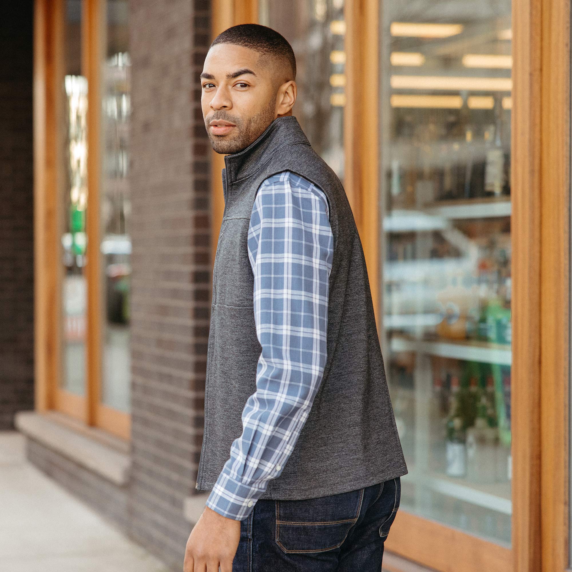 Merino Wool Full-Zip Ponte Vest | Black Marl – Zip Vests | Wool&Prince