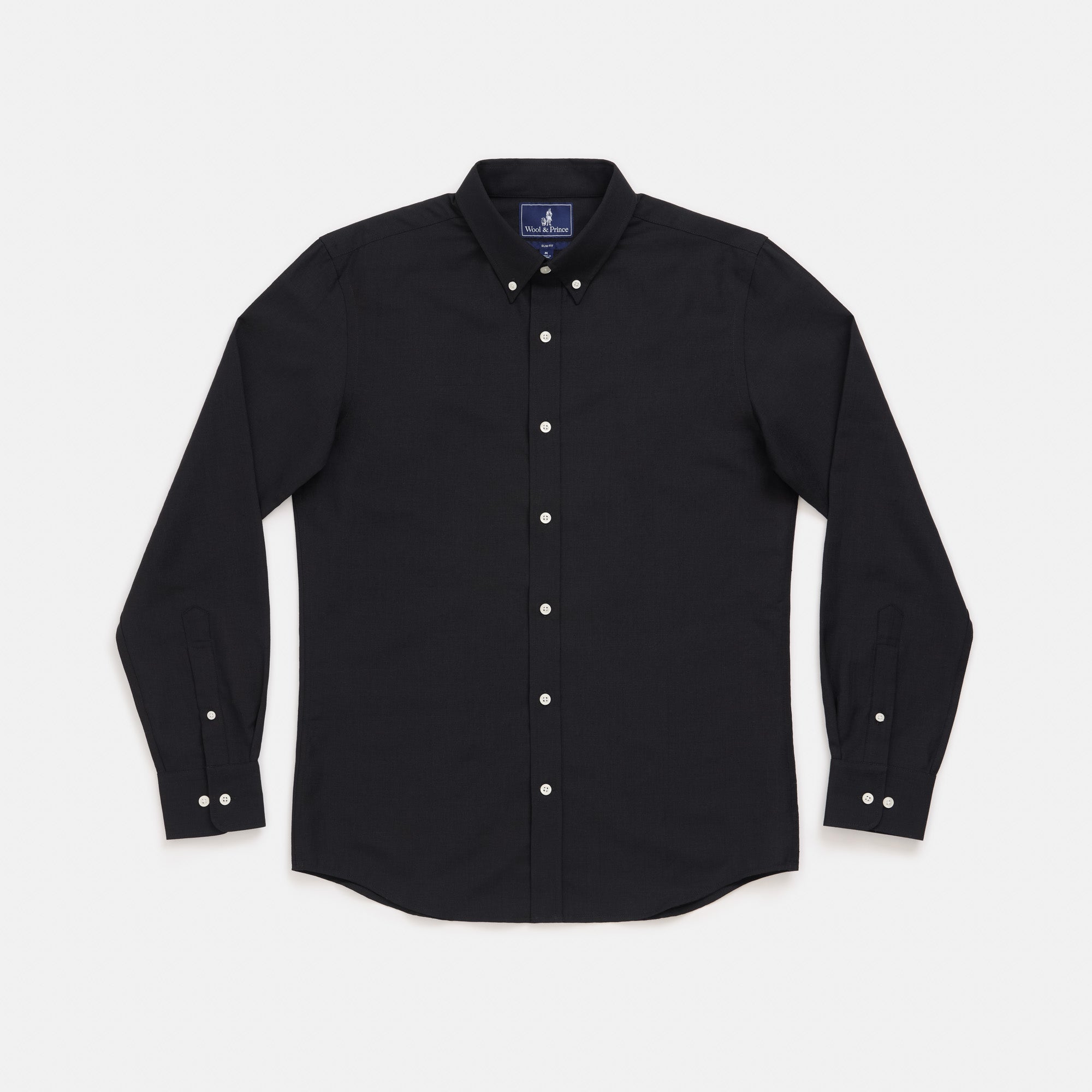 Merino Wool and Linen Button-Down Shirt | Black – Button-Down Shirts