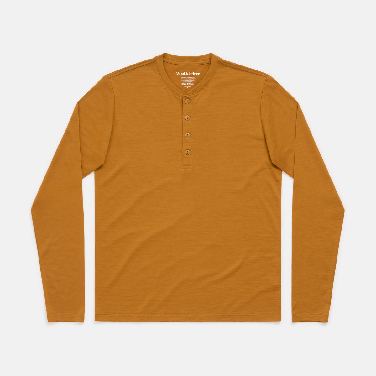 Merino Wool Henley | Ochre – Long Sleeve Henleys | Wool&Prince