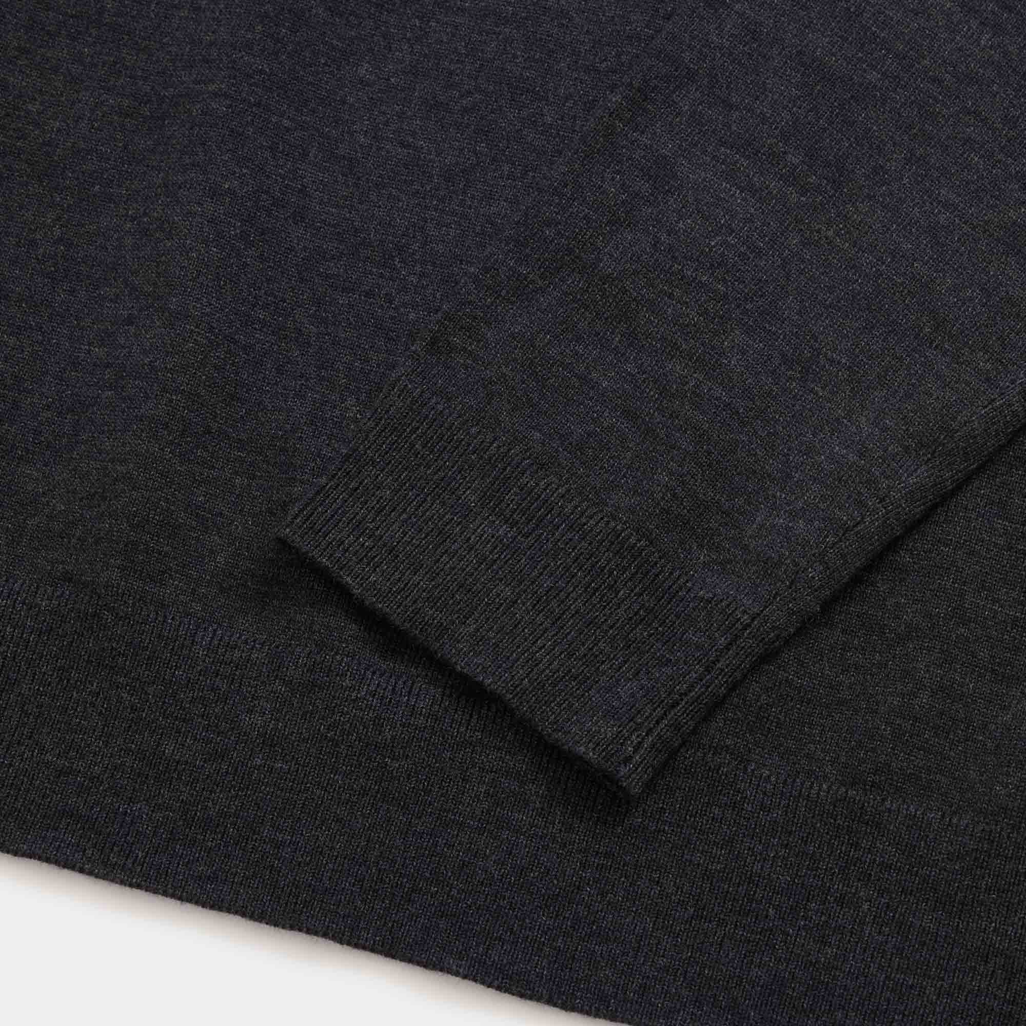 Merino Wool Long Sleeve Polo | Dark Charcoal Heather – Long