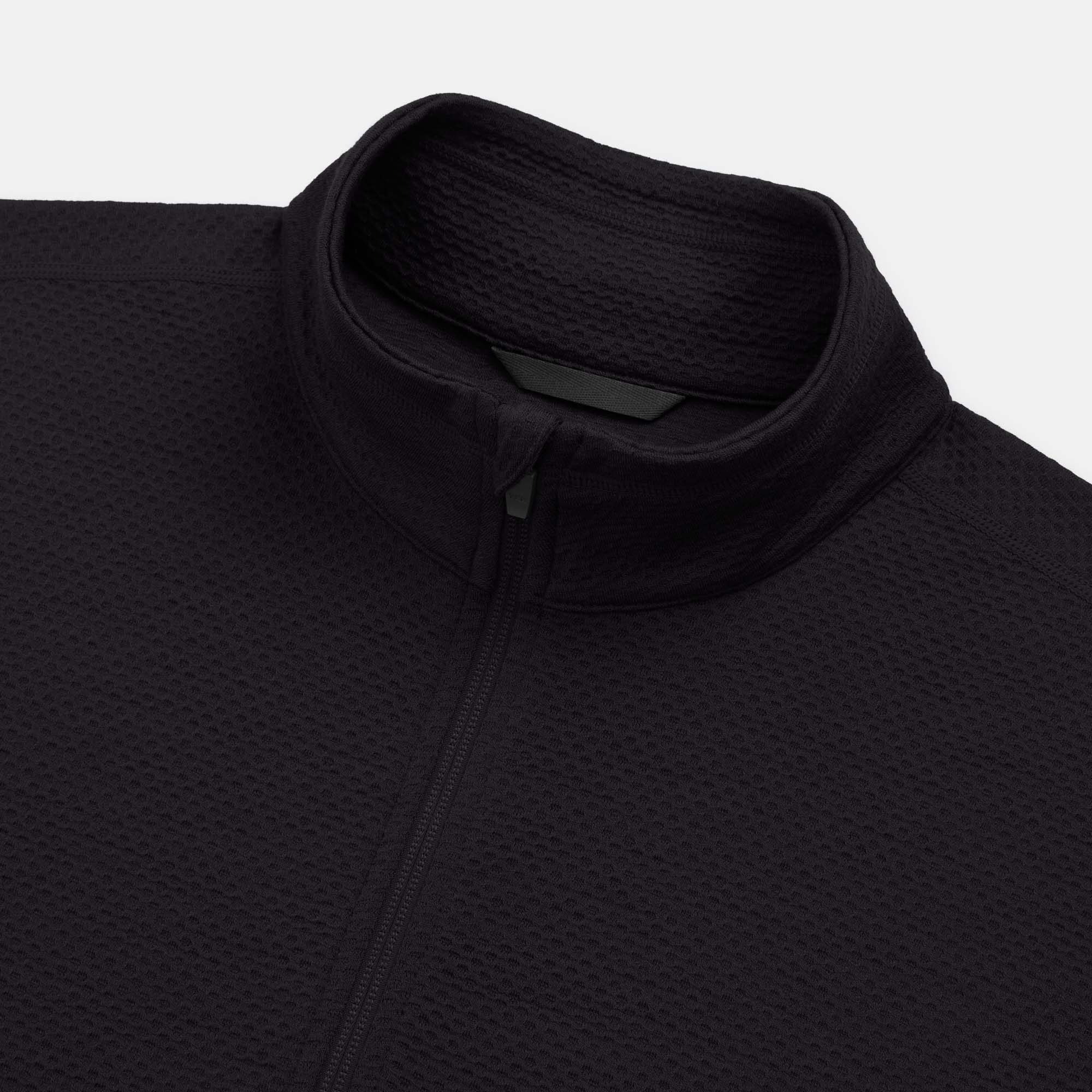 Merino Wool Honeycomb Waffle Quarter-zip | Black – Honeycomb