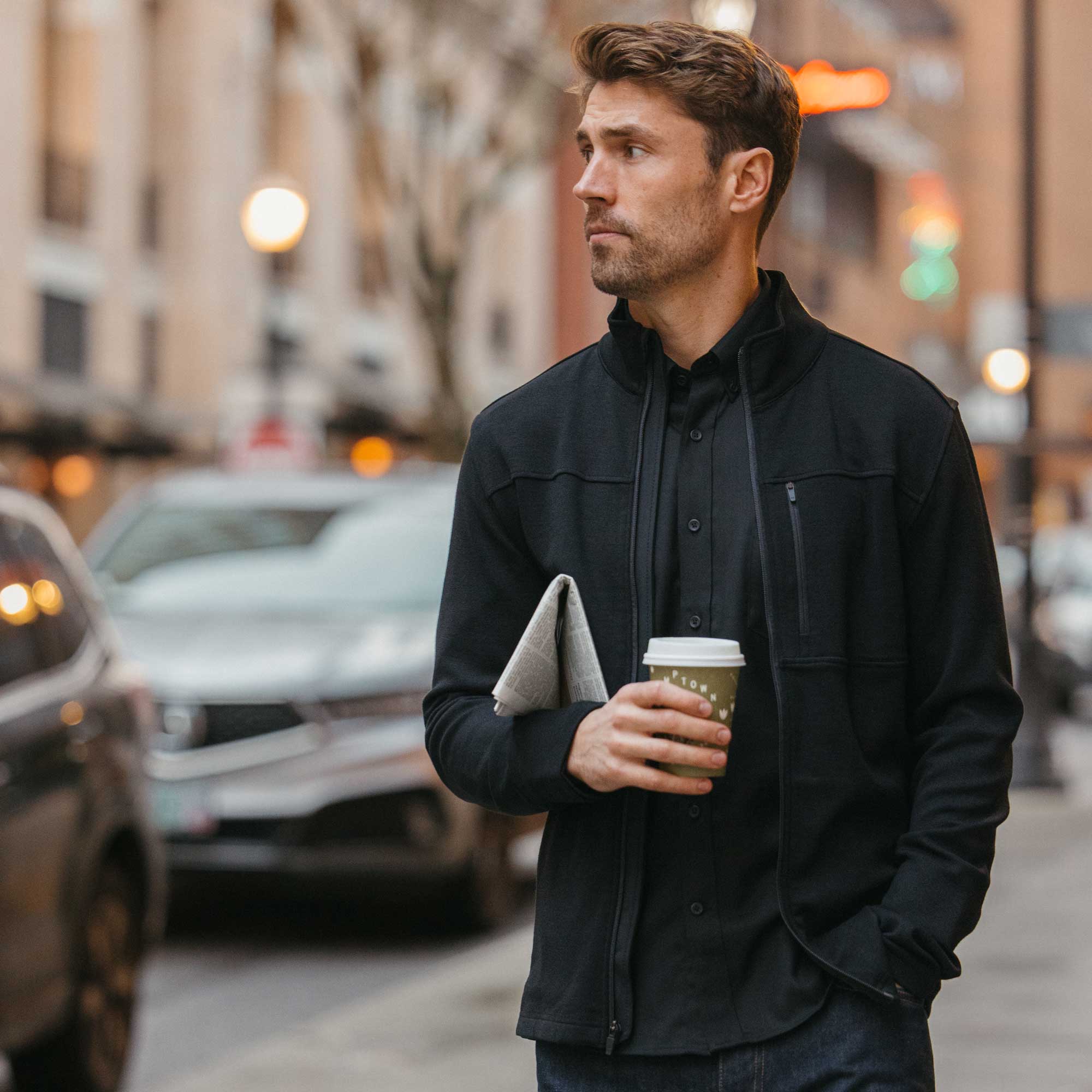 Merino Wool Full-Zip Ponte Jacket | Black – Zip Jackets | Wool&Prince