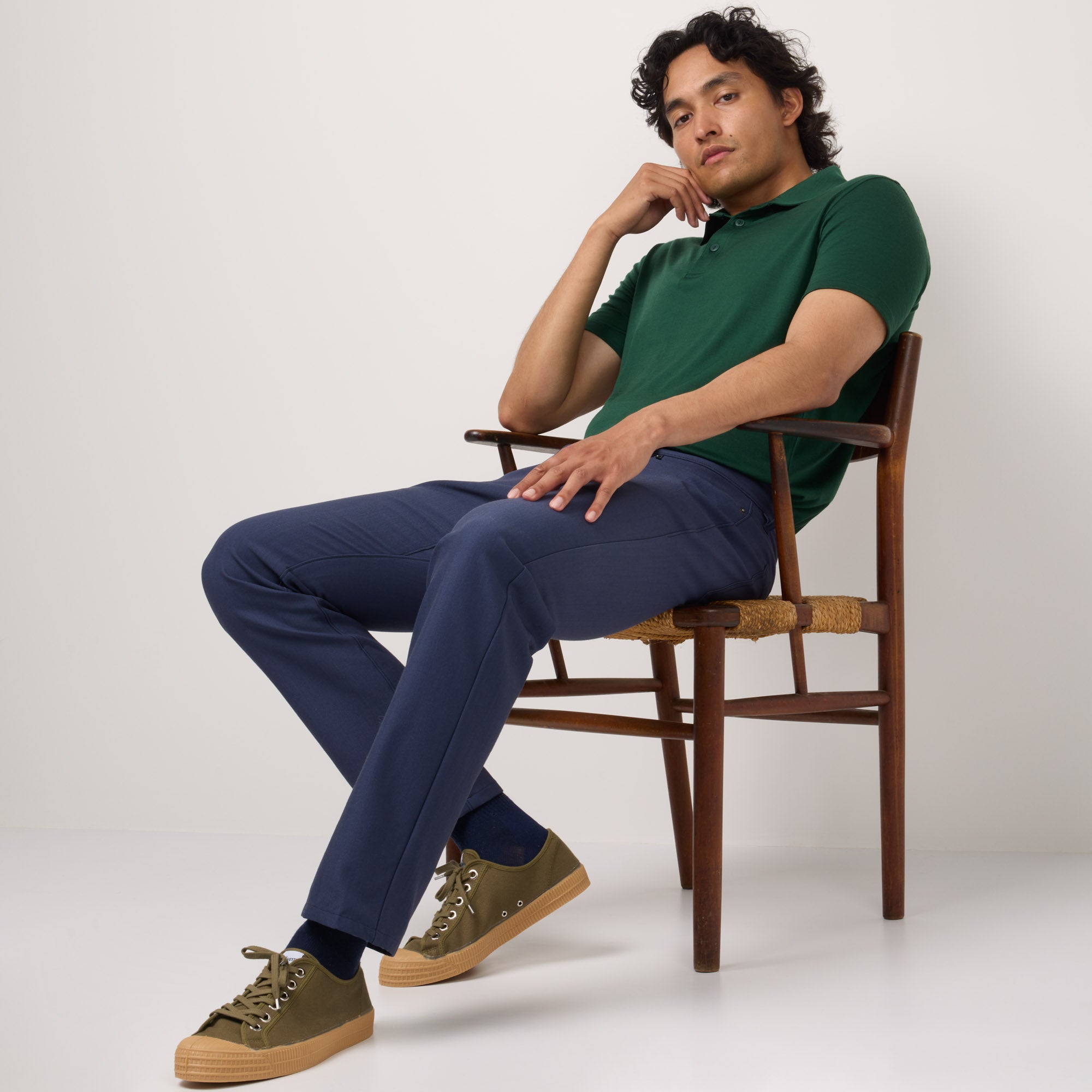 Merino Wool Stretch Canvas 5-Pocket Pant | Navy – Five Pocket