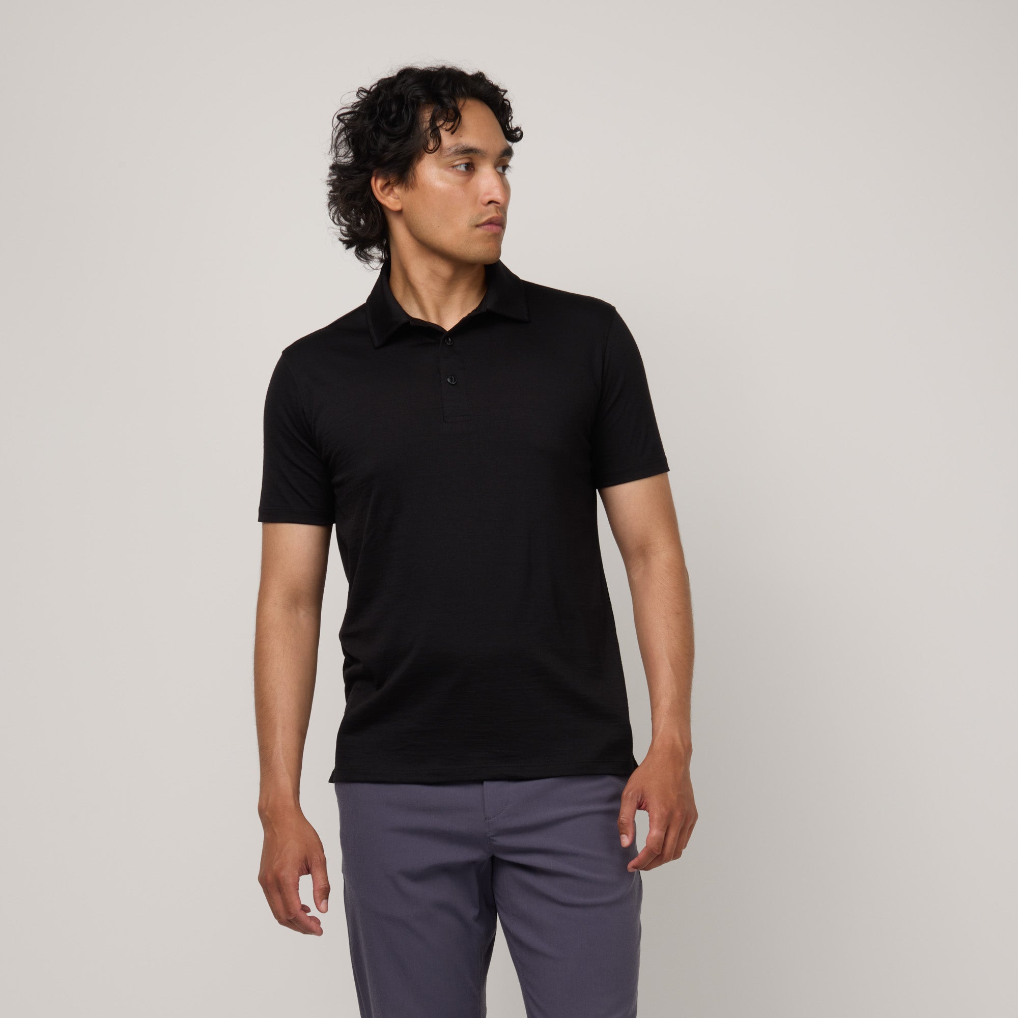 トップス wrapinknot wool POLO-SHIRT / BLACK Wrapinknot / ラッピンノット】Polo-Shirt ポロシャツ / Mの商品詳細