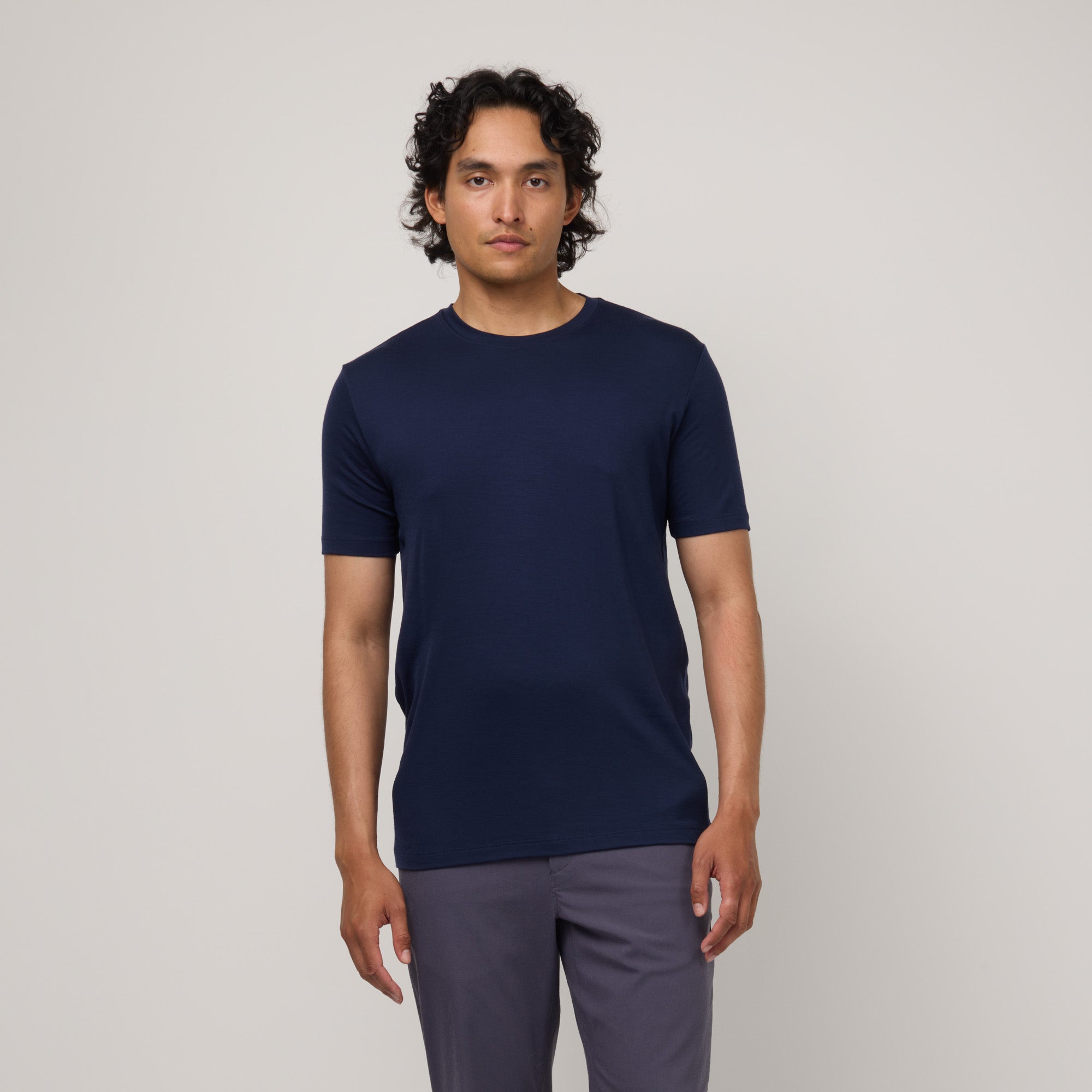 Merino Wool Crew Neck T-Shirt | Navy – Crew Neck T-Shirts