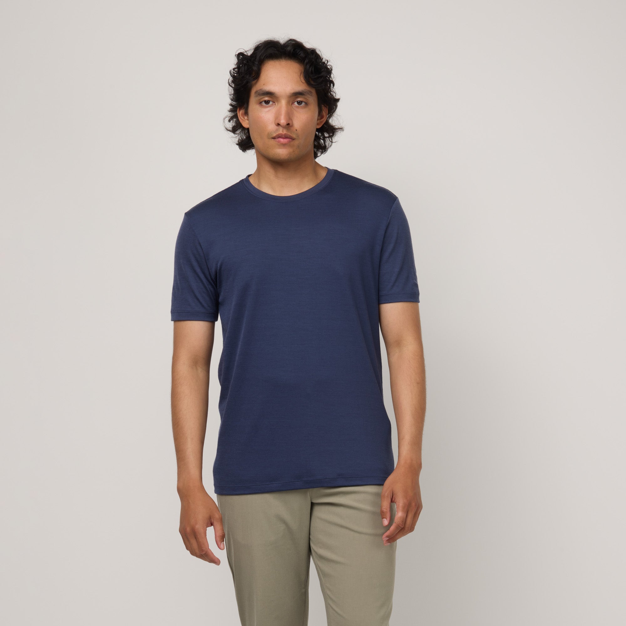 Merino Wool Crew Neck T-Shirt | Vintage Blue – Crew Neck T-Shirts