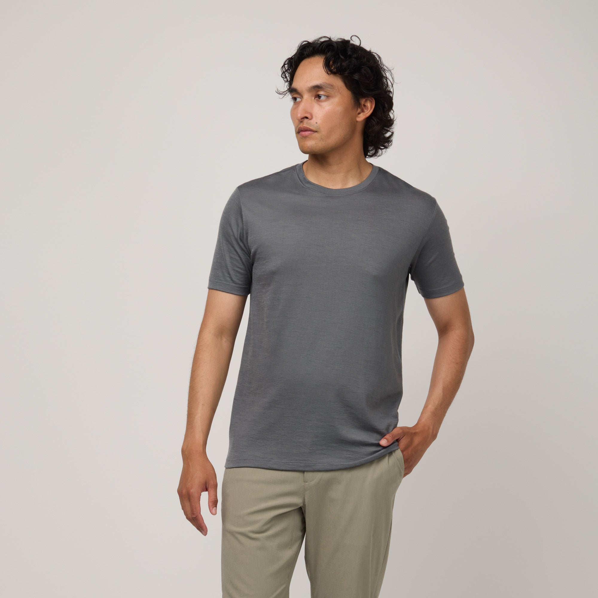 Merino Wool Crew Neck T-Shirt | Iron Gray – Crew Neck T-Shirts