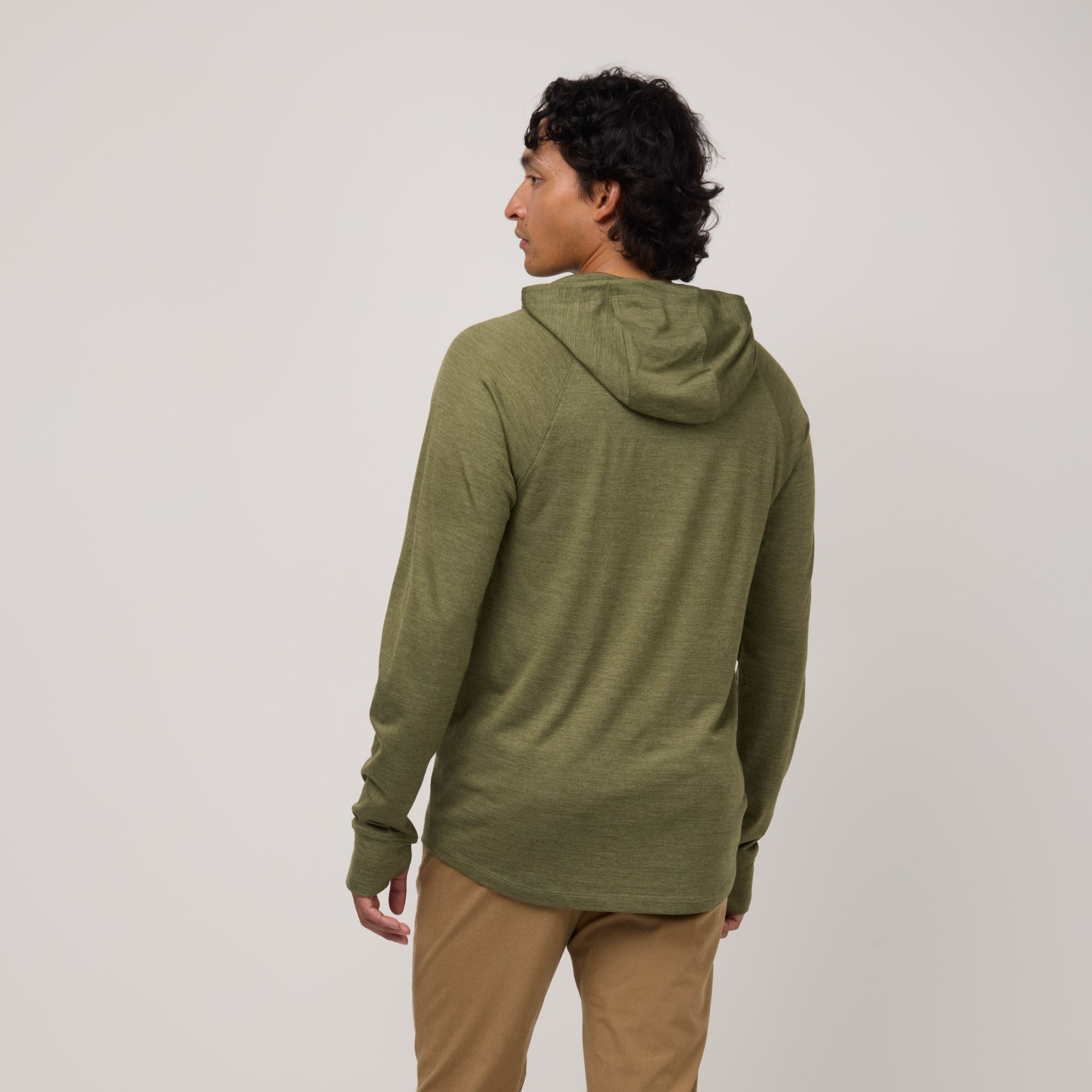Merino Wool Tencel™ Sun Hoodie | Cool Olive Heather – Tencel