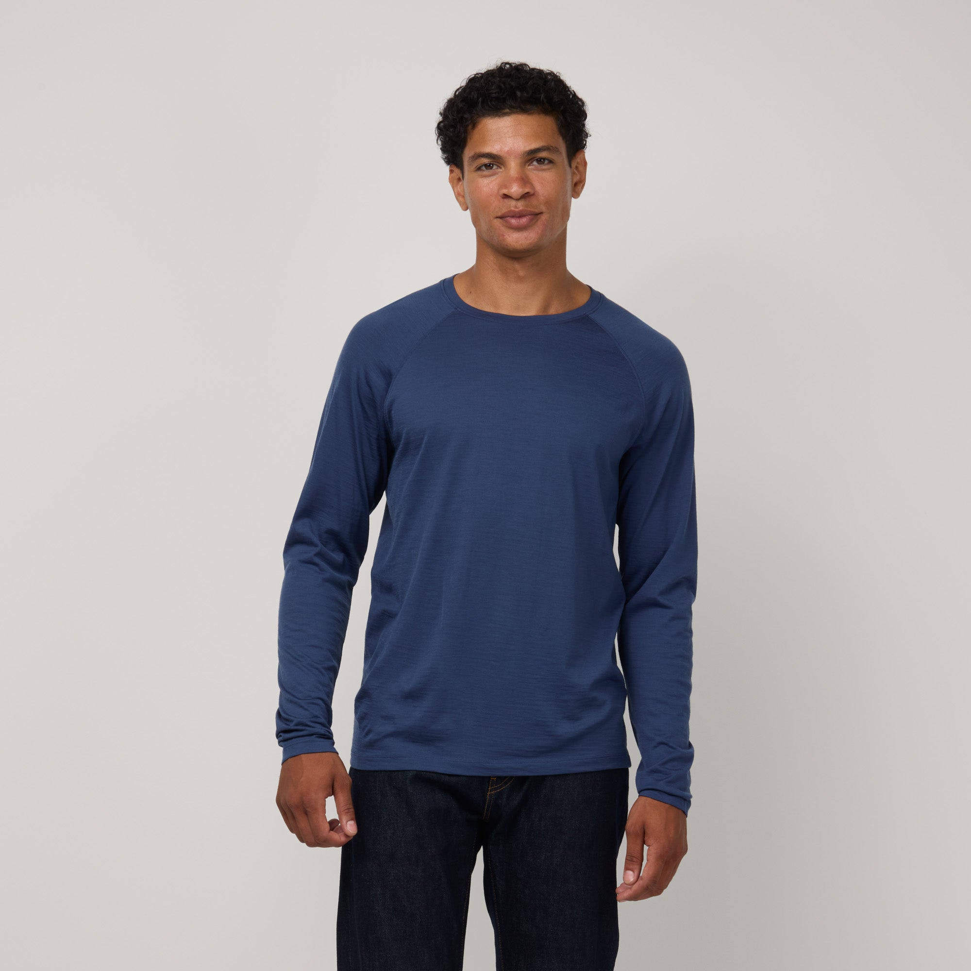 Signature Merino Wool Long Sleeve Raglan Tee | Aurora Blue – Long