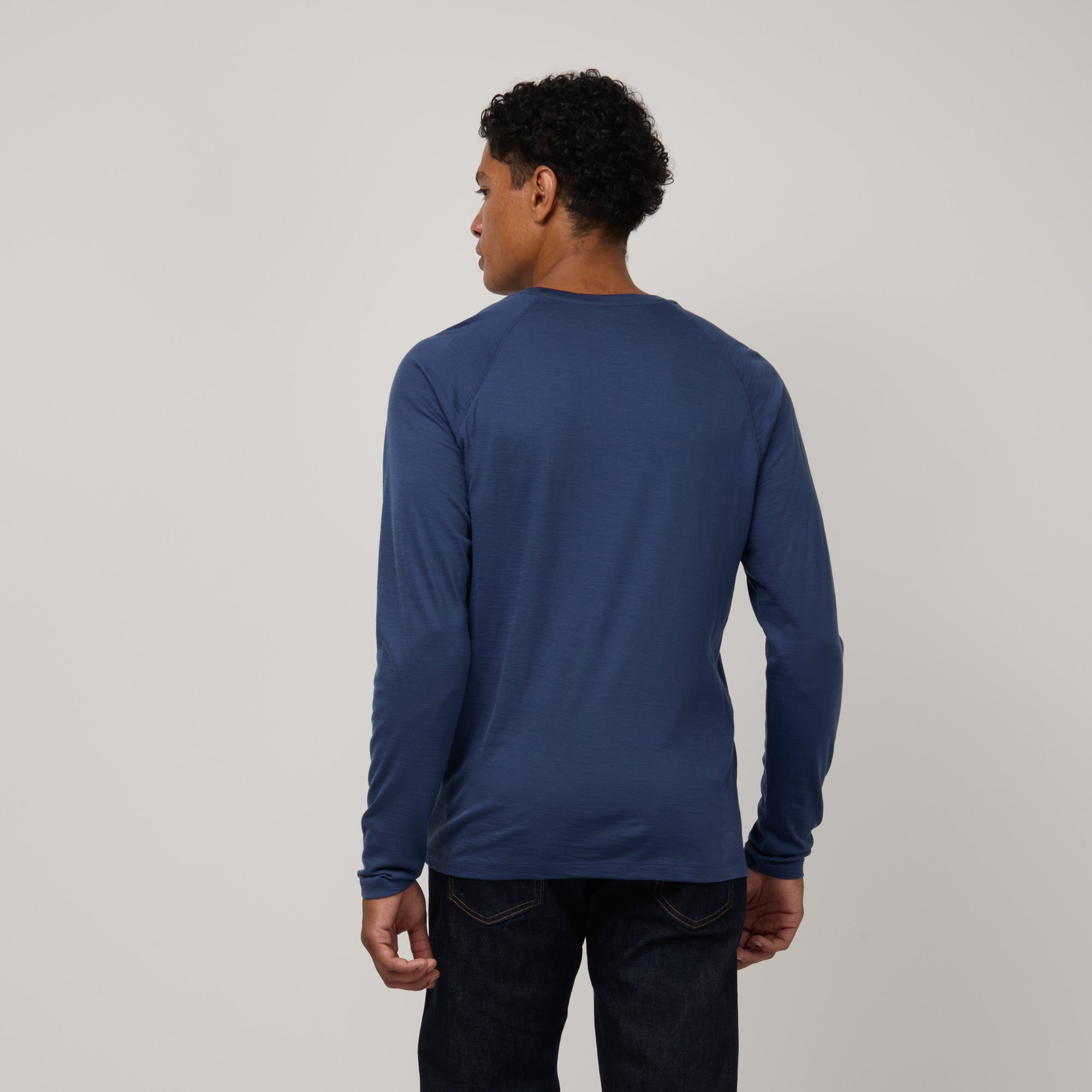 Signature Merino Wool Long Sleeve Raglan Tee | Aurora Blue – Long