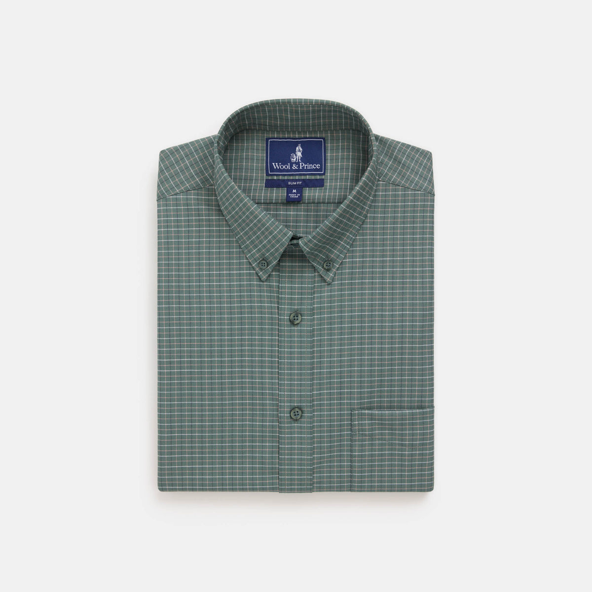130 Merino Wool Button-Down Shirt | Silver Jade & Ash Brown 