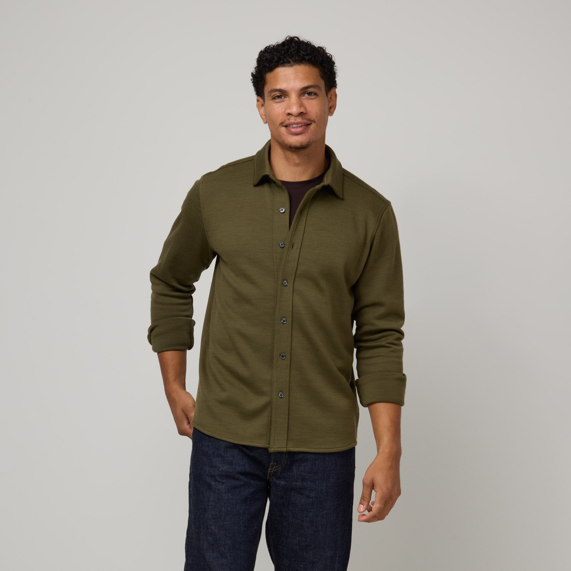 Midweight Pique Button-Down Shirt
