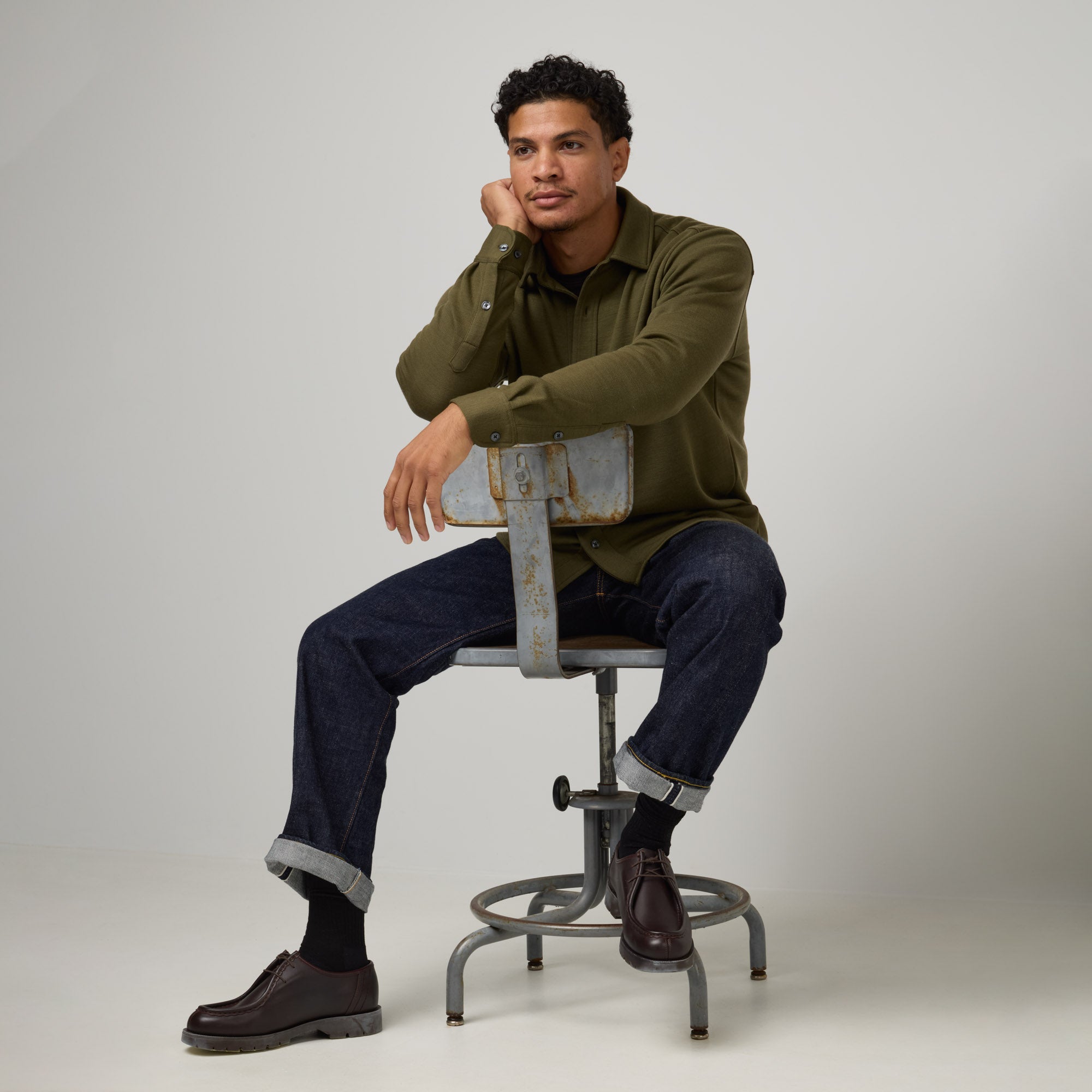 Midweight Pique Button-Down Shirt