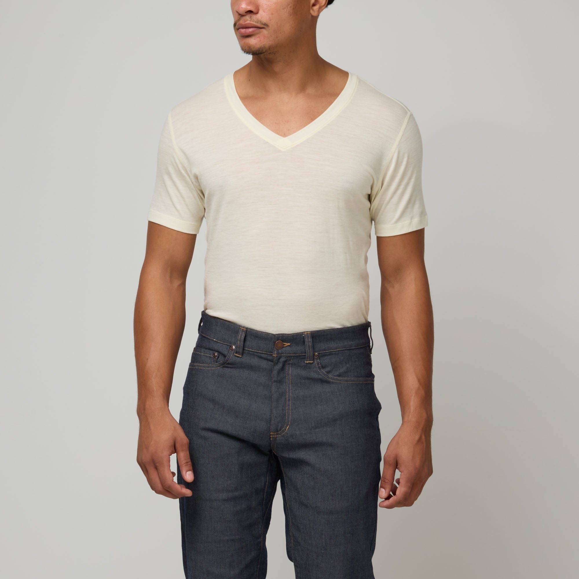 100% Merino Wool V-Neck Undershirt | Natural White Natural White / M 100% Merino Wool V-Neck Undershirt | Natural White Natural White / M