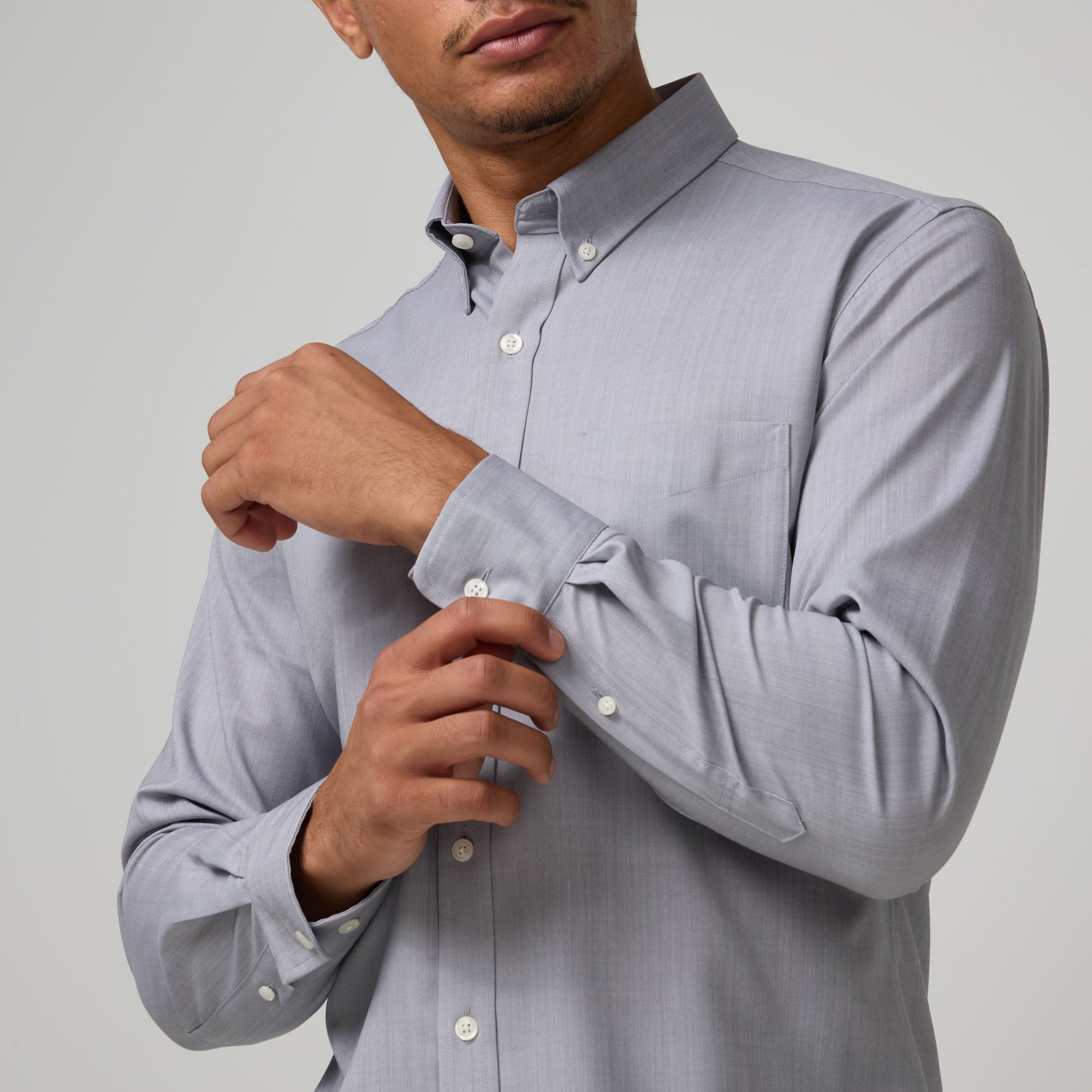 grey button down dress shirt Merino Wool Button-Down Shirt
