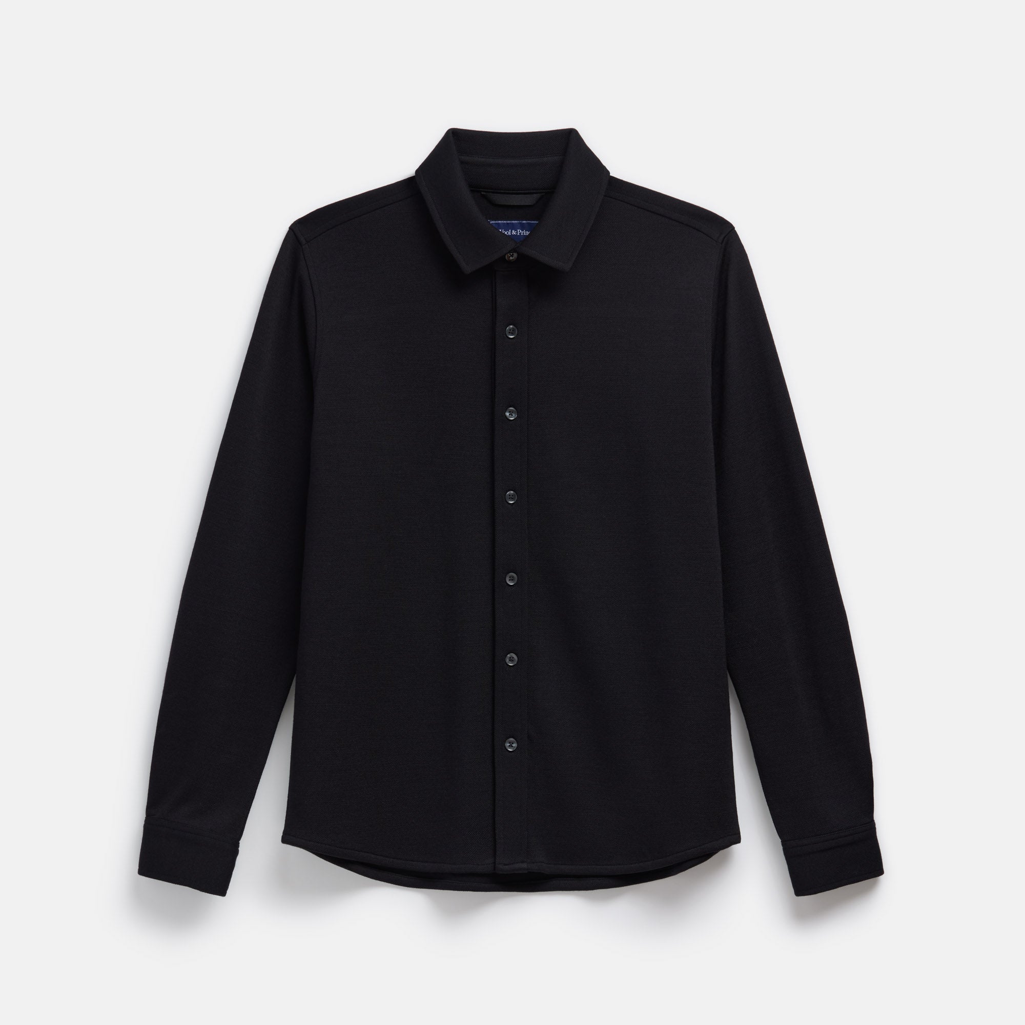 Midweight Pique Button Down | Black Black / S Midweight Pique Button Down | Black Black / S