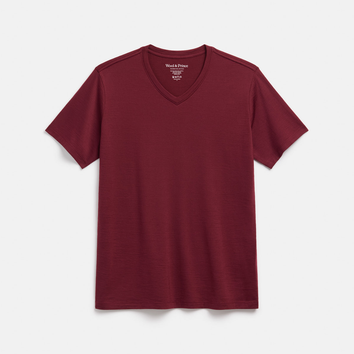 Signature Merino Wool V-Neck Tee | Burgundy – Standard V-Neck T 