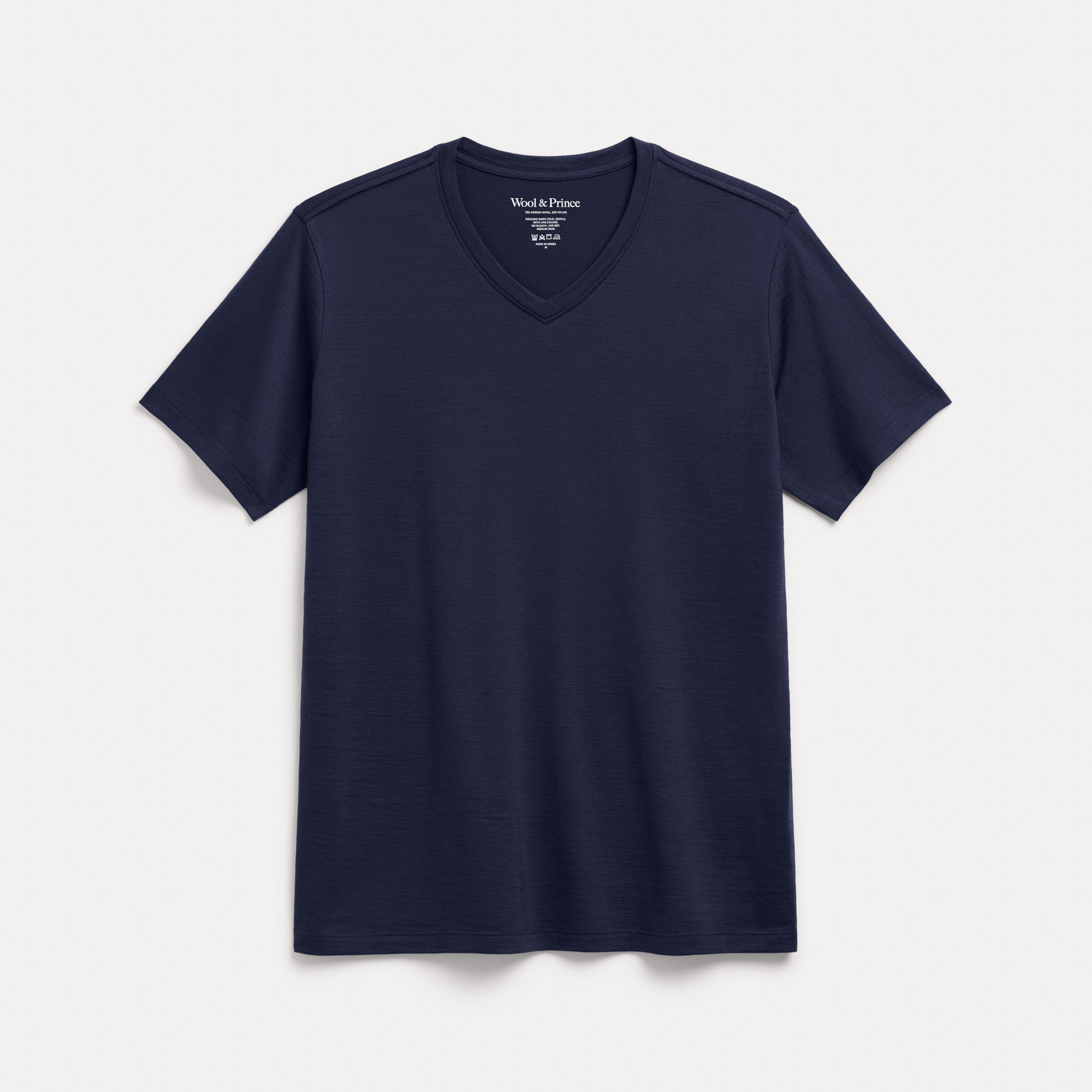 Signature Merino Wool V-Neck T-Shirt | Navy – Standard V-Neck T