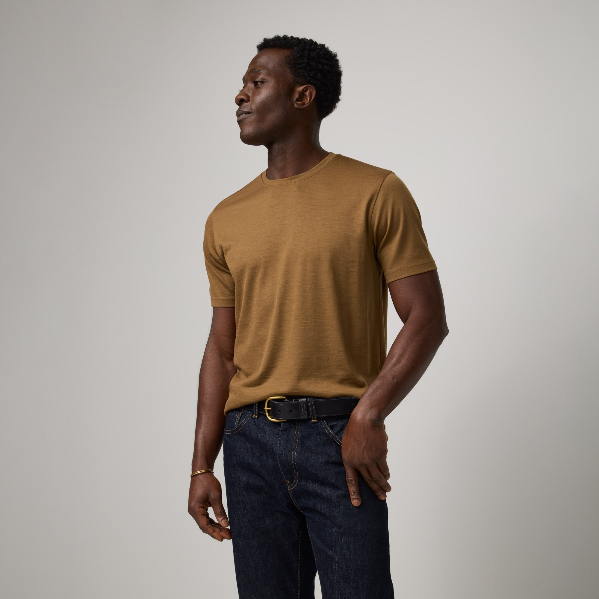 Signature Merino Wool Crew Neck Tee | Cedarwood – Crew Neck T