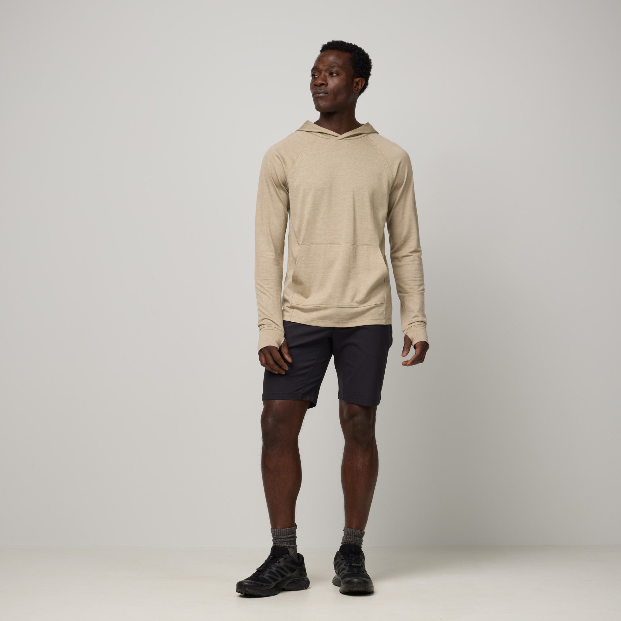 Merino Wool Tencel™ Sun Hoodie | Khaki Heather – Tencel Hoodies