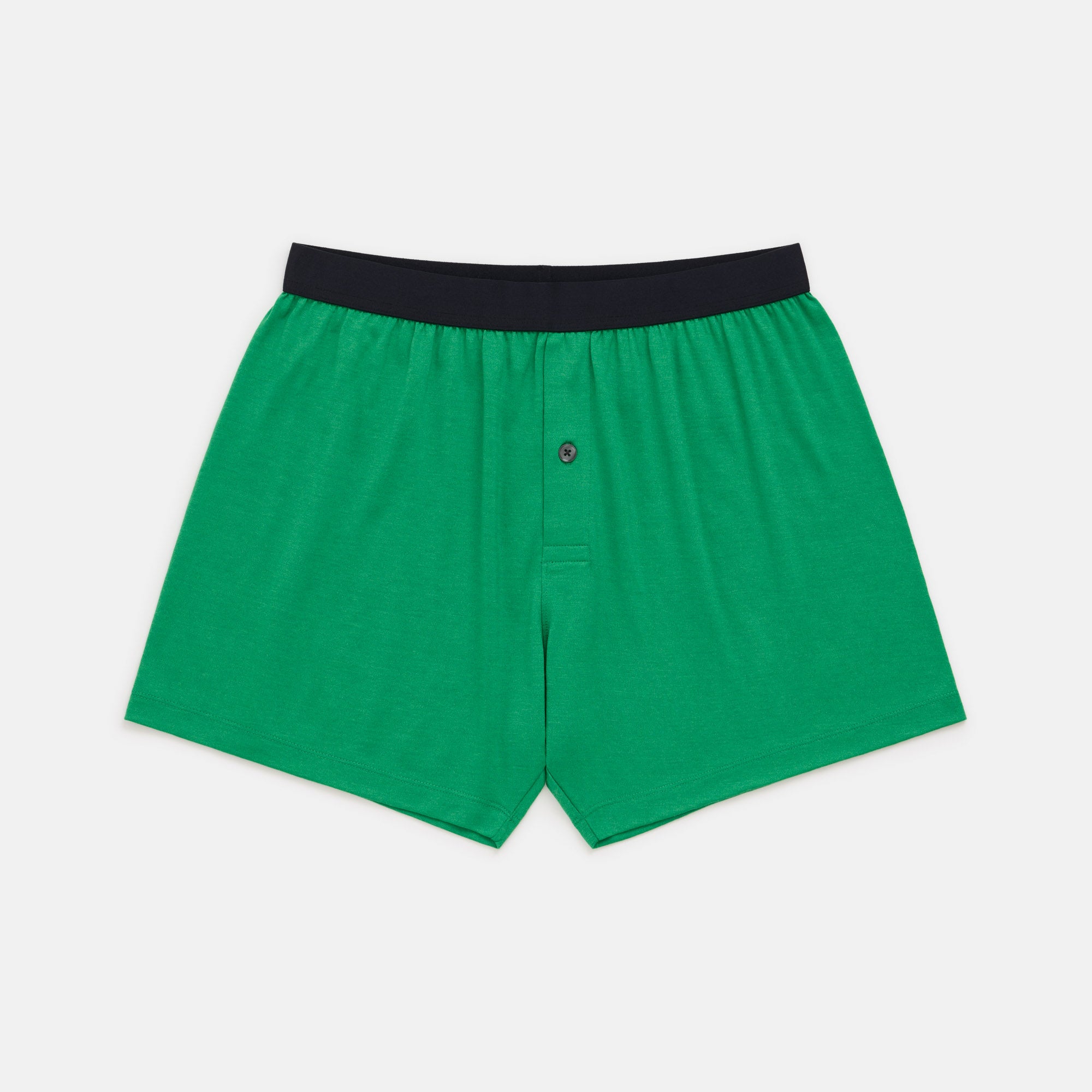 Laydown of merino wool boxer in Verde, available in sizes XS-XXL