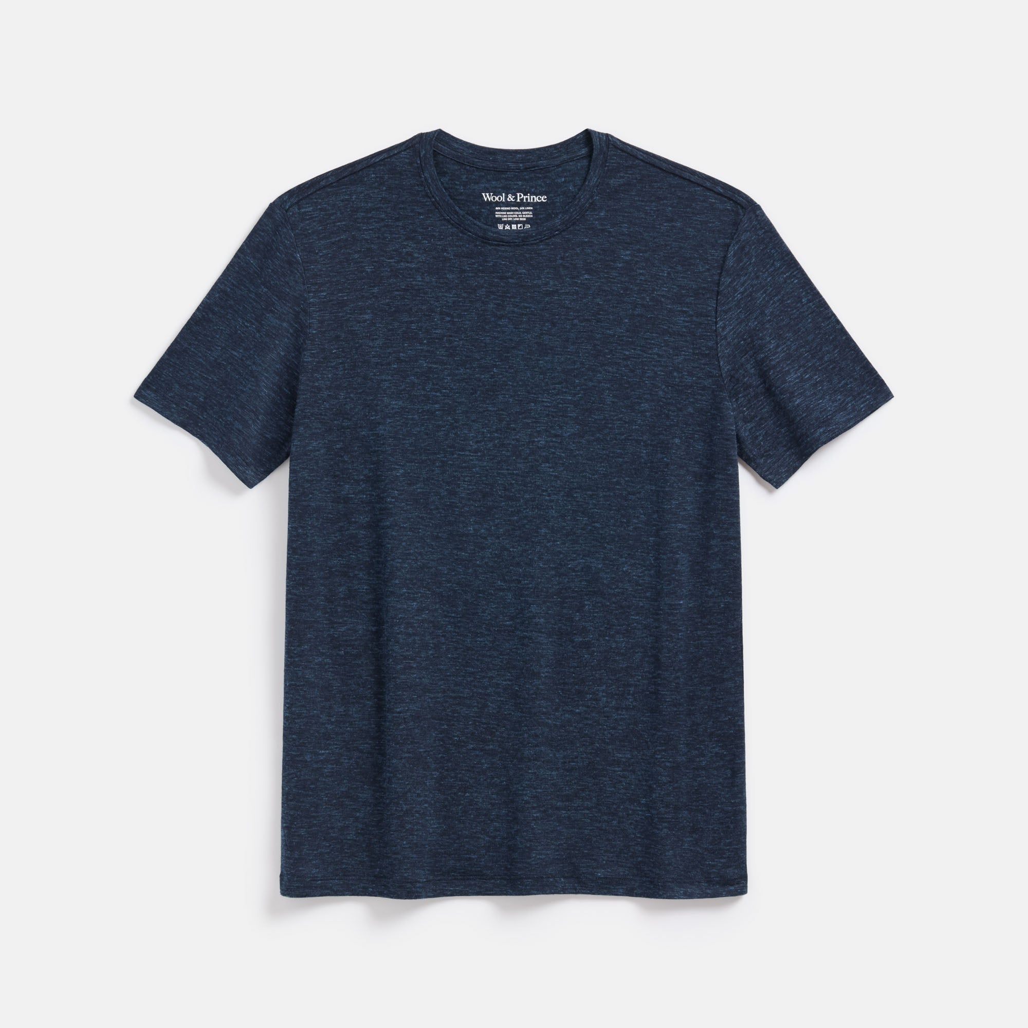 Merino Wool Linen Crew Neck T-Shirt | Washed Navy – Crew Neck T
