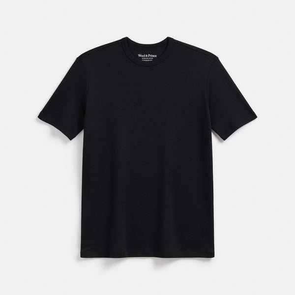 Merino Wool Interlock Crew Neck Tee | Black – Crew Neck T-Shirts