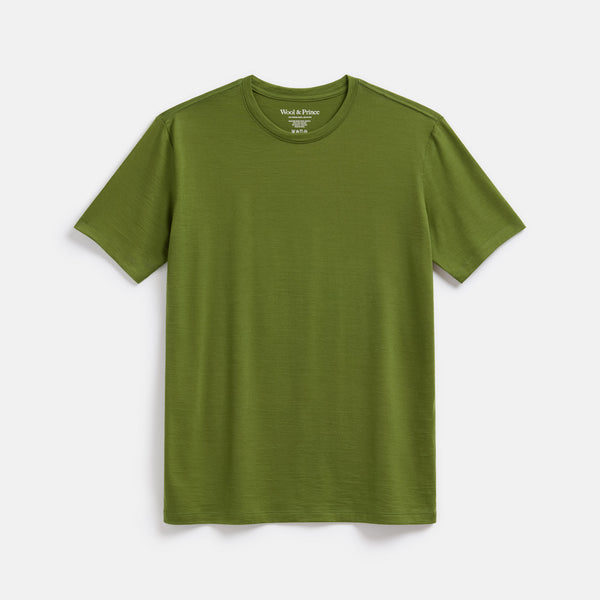 Signature Merino Wool Crew Neck T-Shirt | Moss Green – Crew Neck T