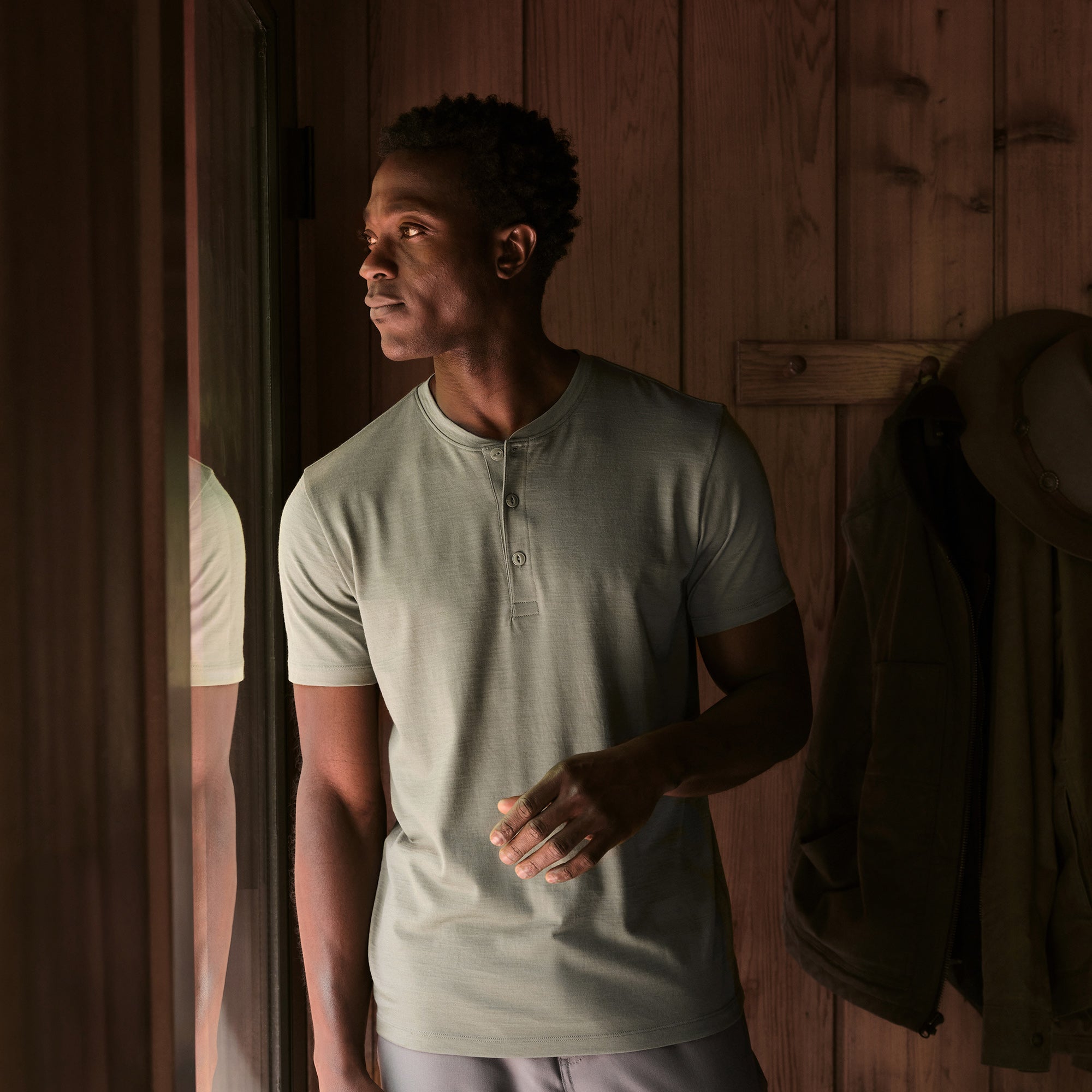 Merino Wool Short Sleeve Henley | Sage Green – Short Sleeve