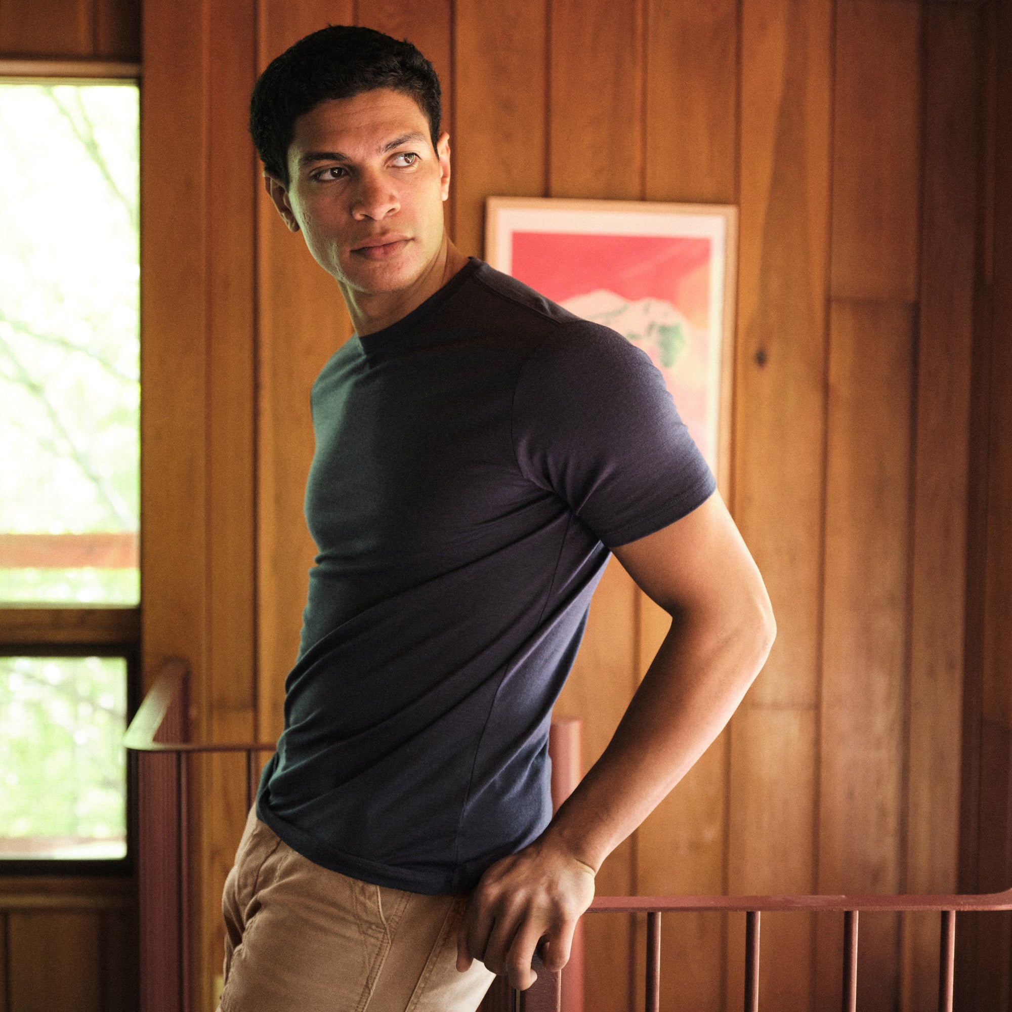 100% Merino Wool Crew Neck T-Shirt | Washed Navy – Crew Neck T