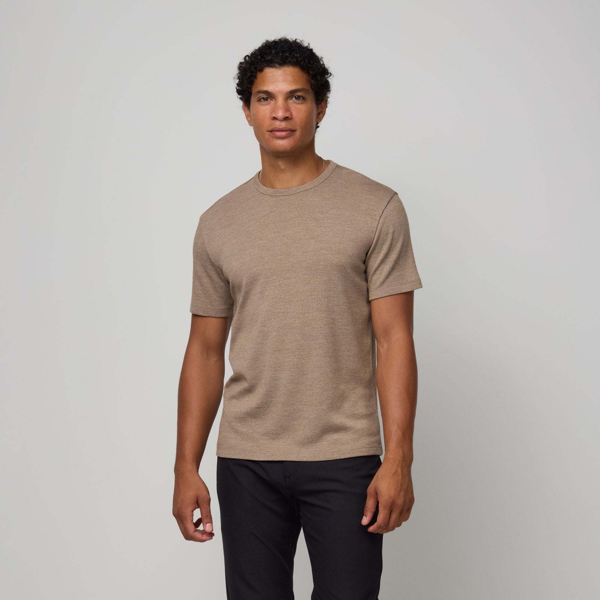 Interlock Merino Wool Crew Neck Tee | Cedarwood Heather – Crew
