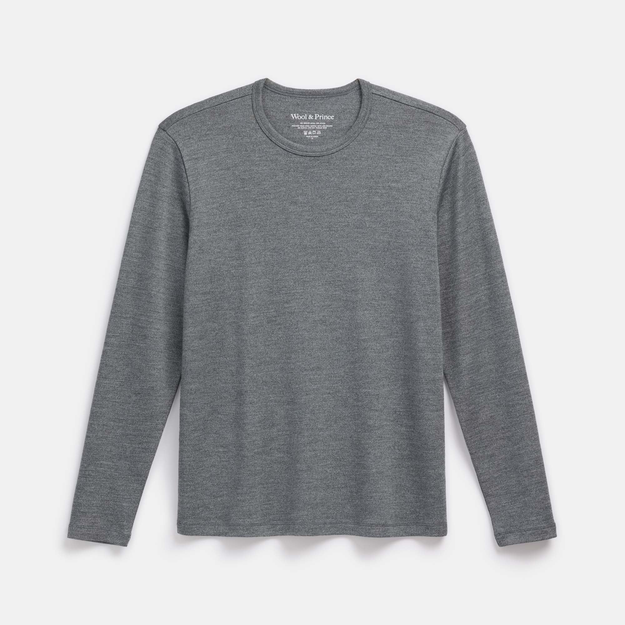 g'morning crew Long Sleeve Tee GRAY 新品 Interlock Merino Wool Long Sleeve Crew Tee | Charcoal Heather