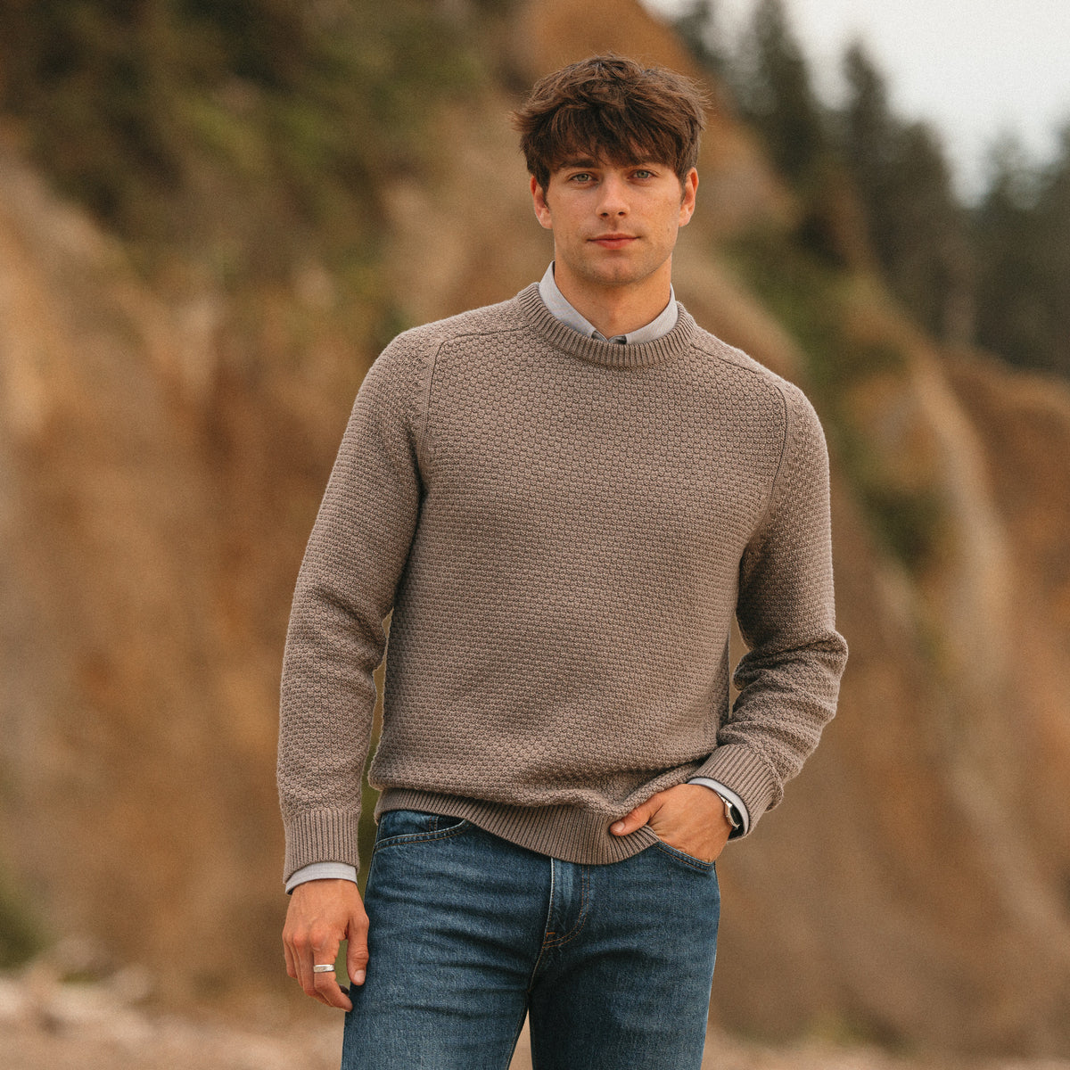 Textured Crew Neck Sweater