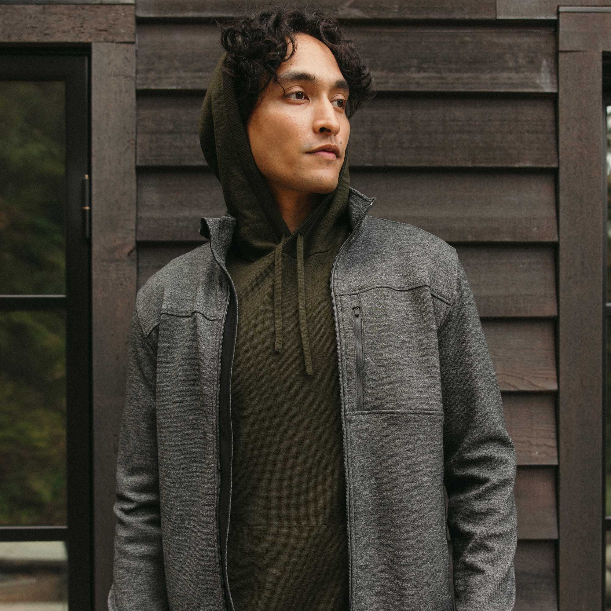 Merino Wool Full-Zip Ponte Jacket | Black Marl – Zip Jackets