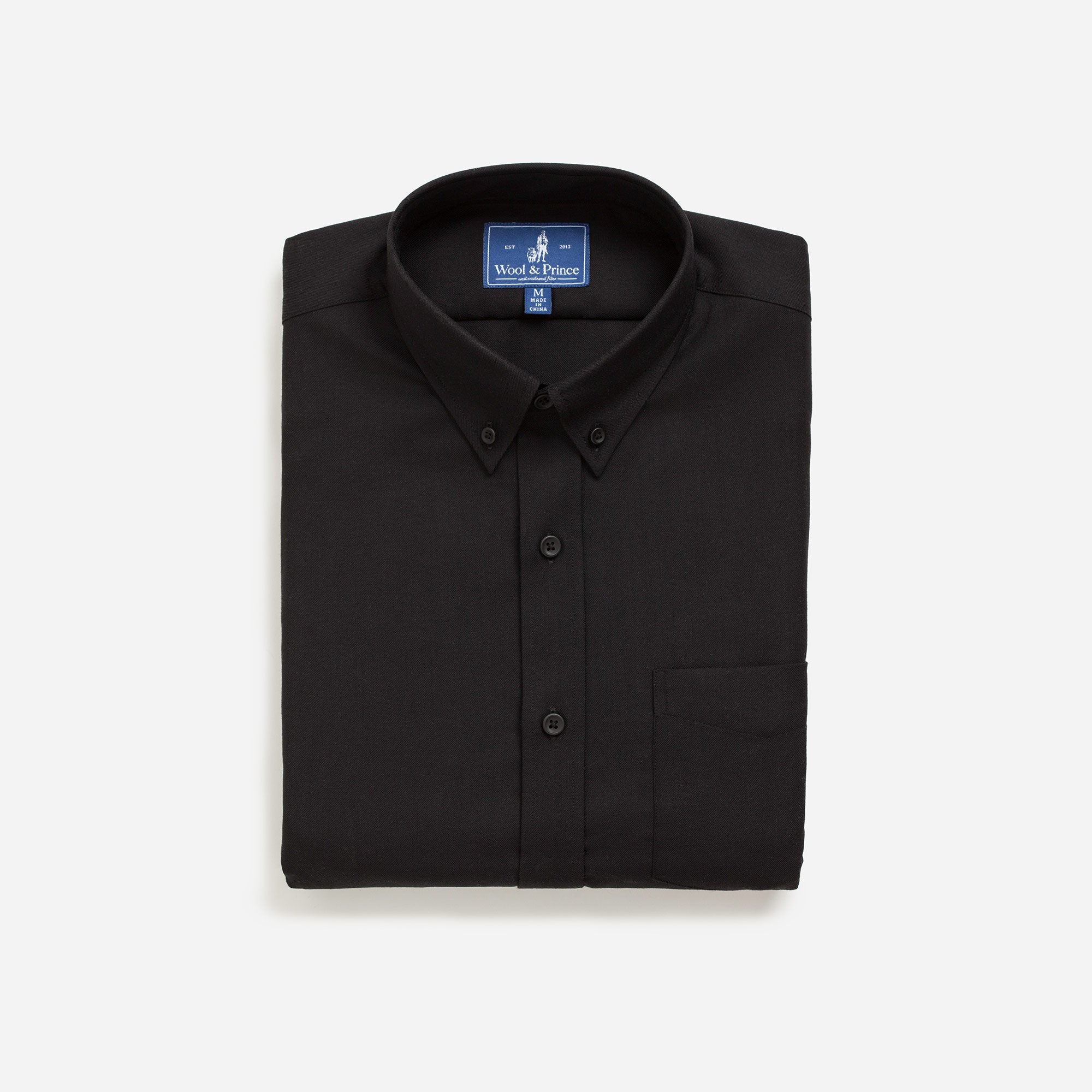 Merino Wool ButtonDown Shirt Black Twill ButtonDown Shirts Wool&Prince