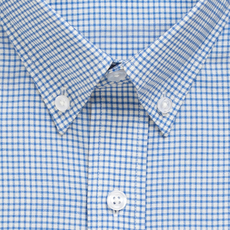 Merino Wool Button-Down Shirt | Blue Micro Check | Wool&Prince