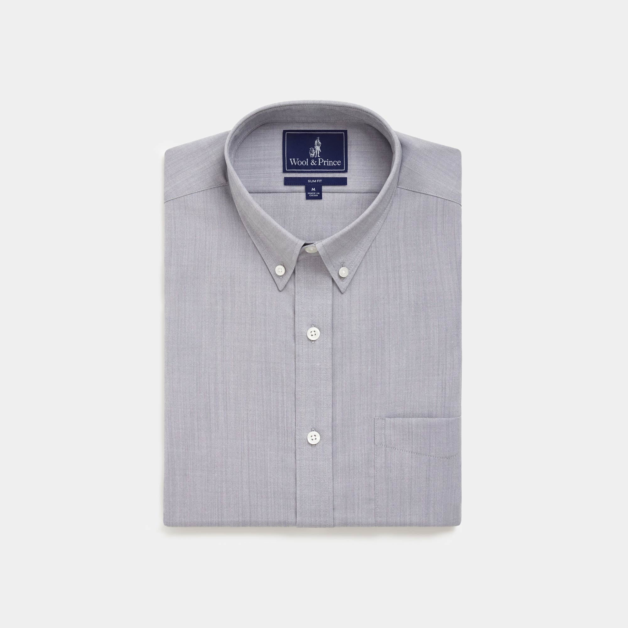 Merino Wool Button-Down Shirt | Light Gray Oxford Merino Wool Button-Down Shirt | Light Gray Oxford