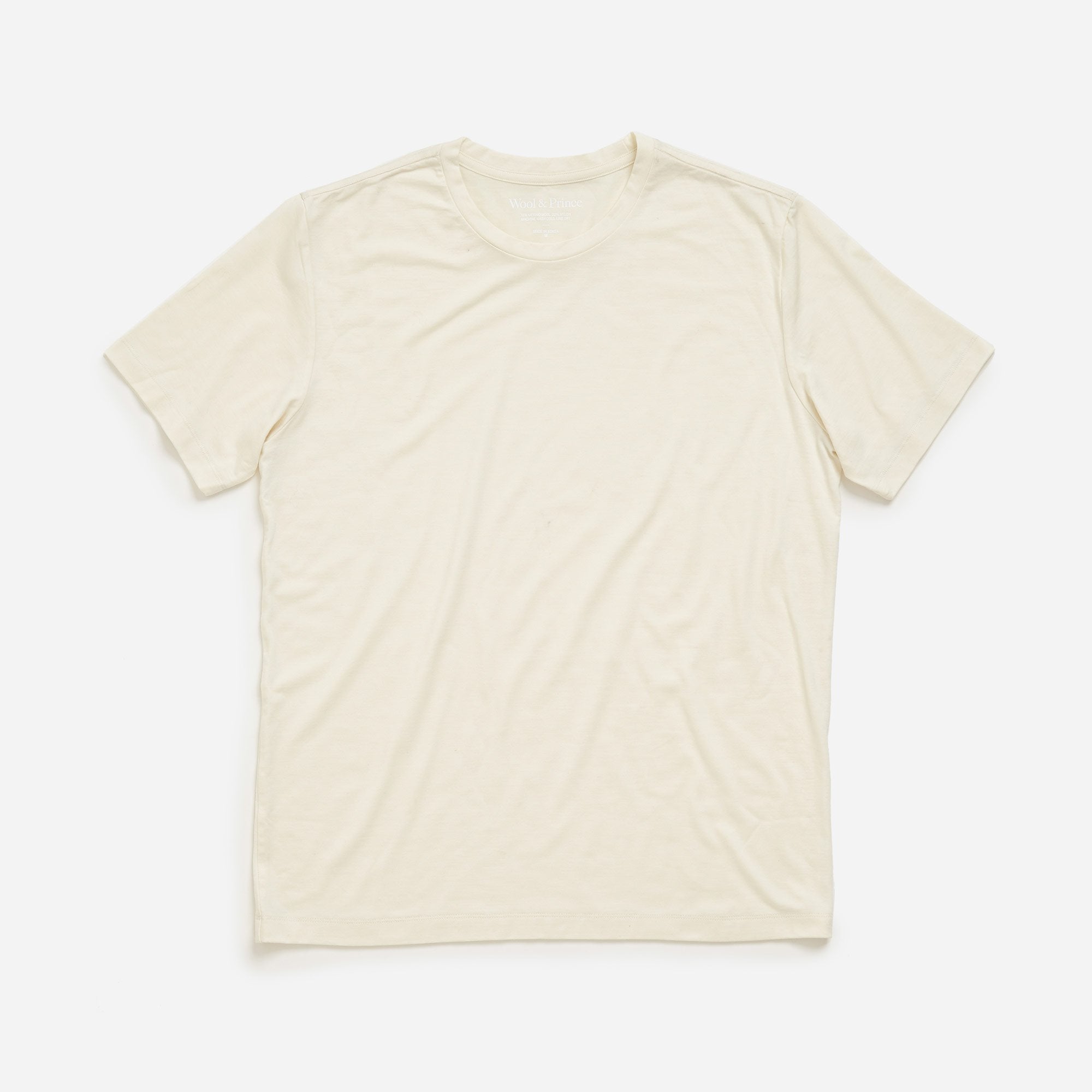 T-Shirt | Merino | Wool&Prince Crew White Neck Wool Natural