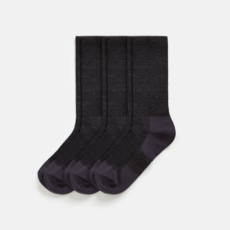 Merino Wool Socks, Bundle Charcoal Heather 3 pack