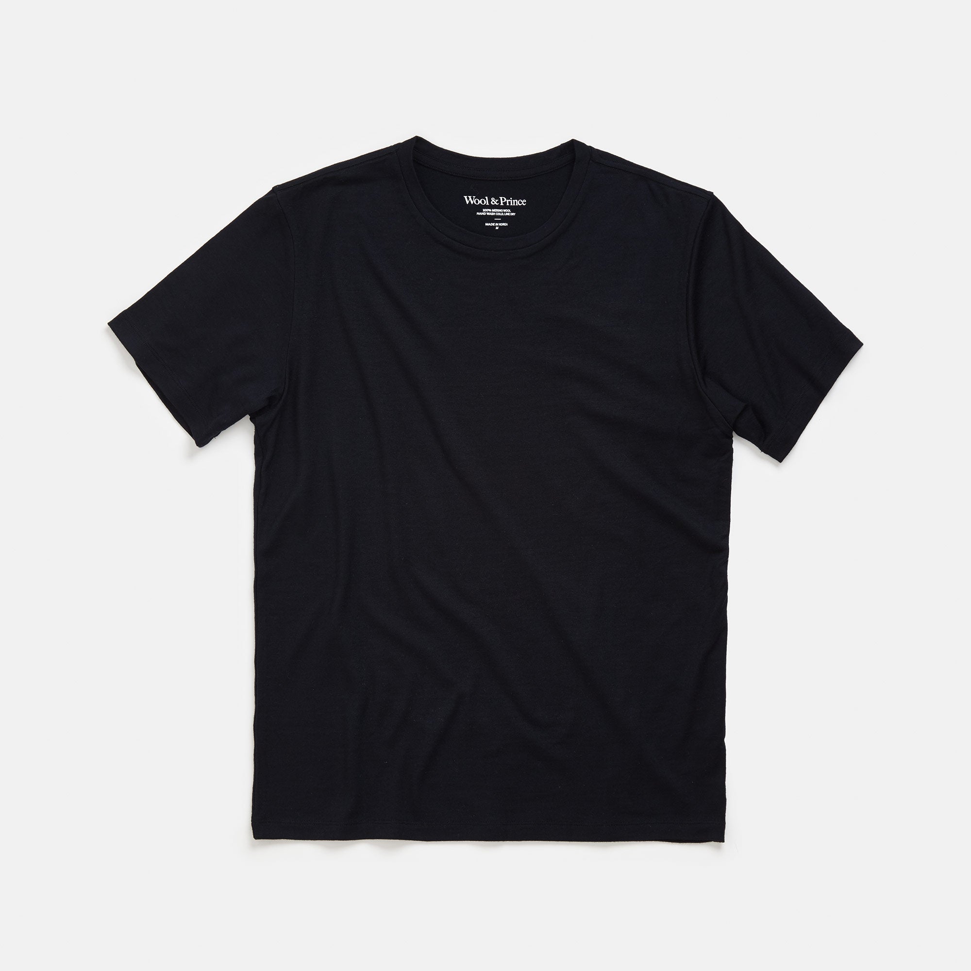 100% Merino Wool Crew Neck T-Shirt | Black | Wool&Prince