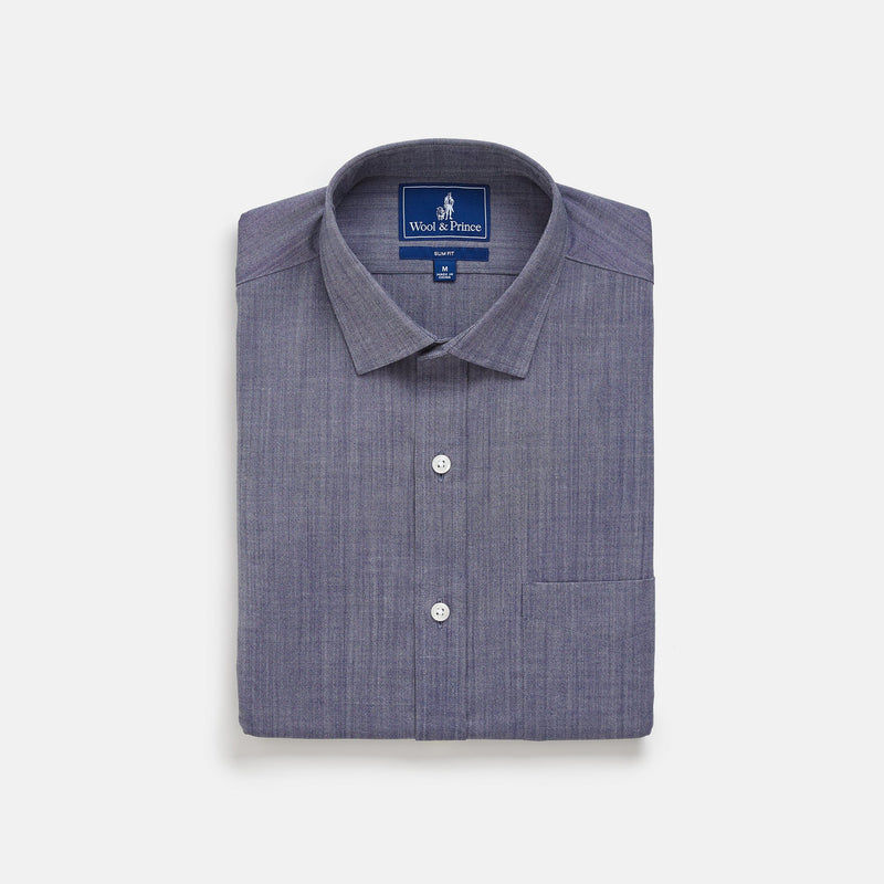 Merino Wool Dress Shirt | Dark Blue Oxford | Wool&Prince