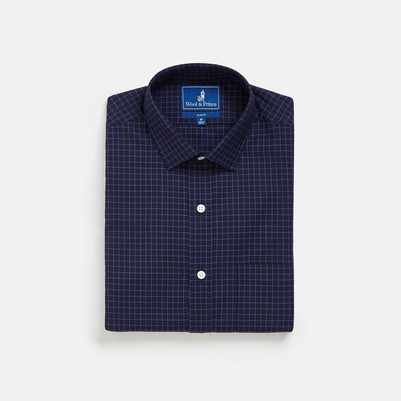 Merino Wool Dress Shirt | Blue Tattersall | Wool&Prince
