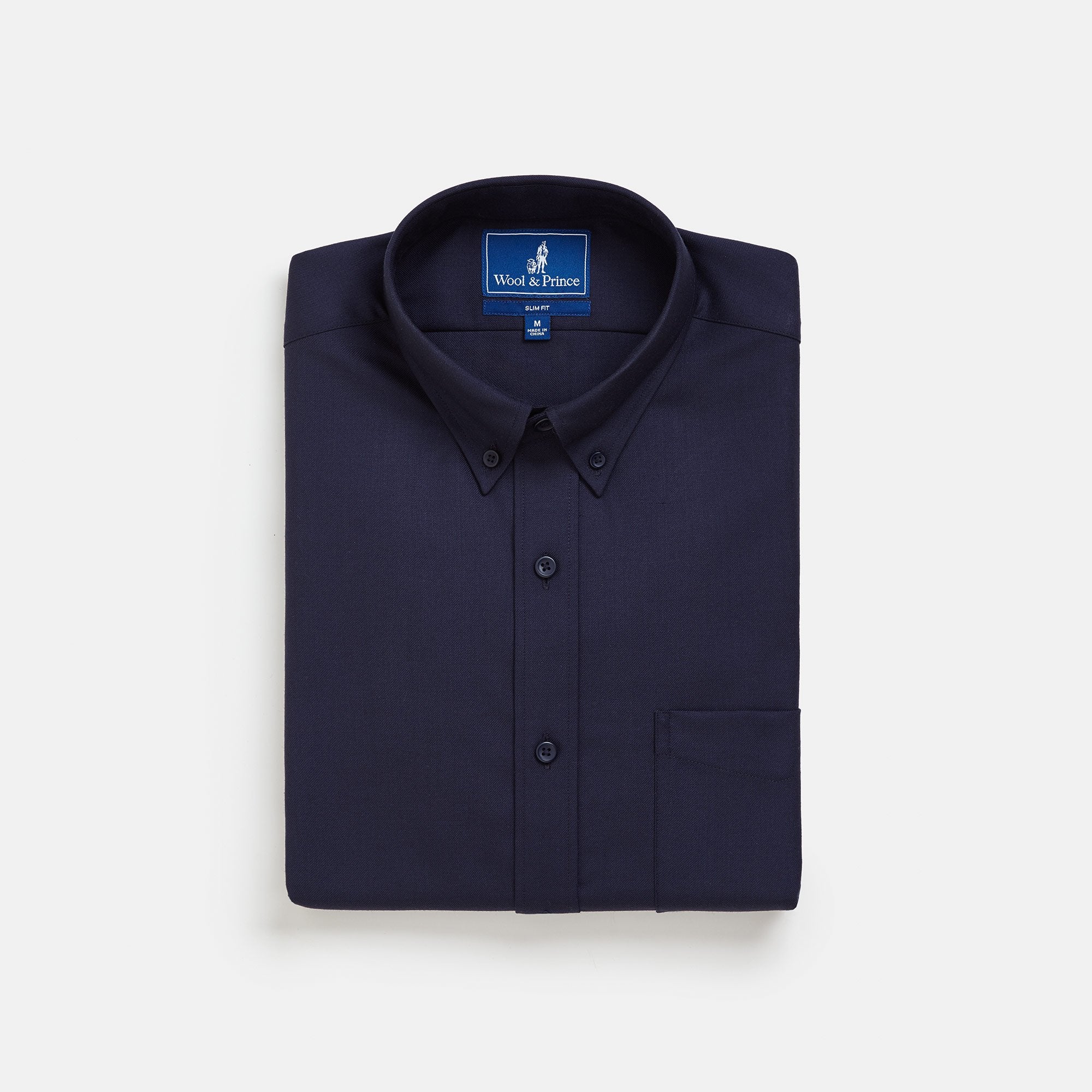 Merino Wool Button-Down Shirt | Navy Twill Merino Wool Button-Down Shirt | Navy Twill
