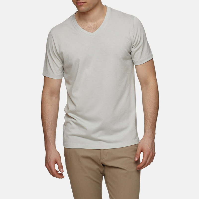 Silver V-Neck T-Shirt, Plain Shirts For Men
