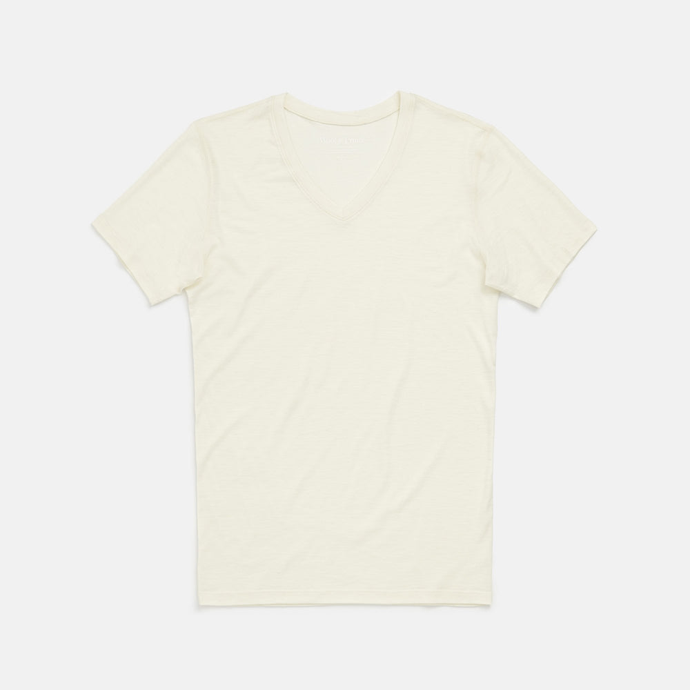 Merino Wool V-Neck Undershirt | Natural White
